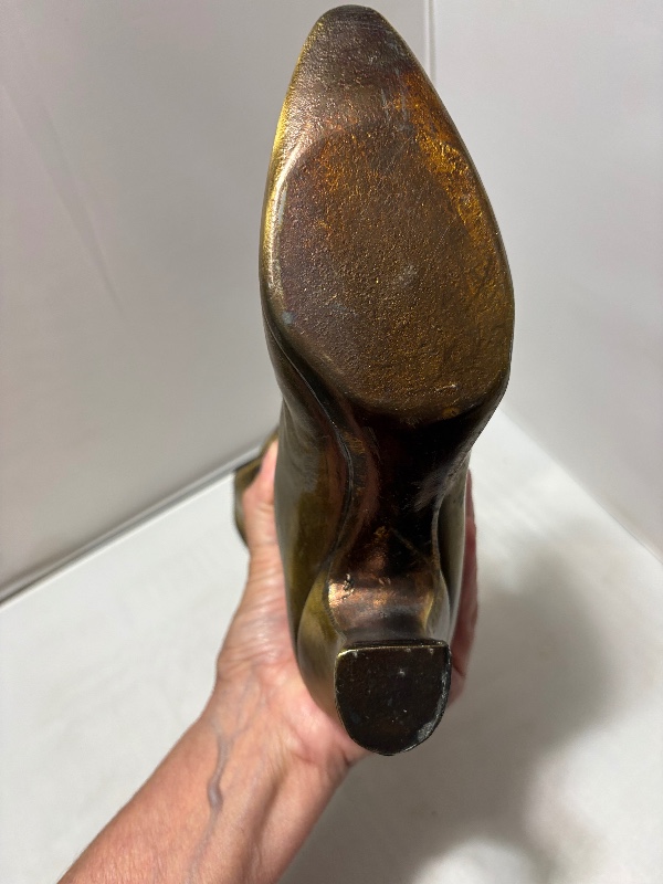 Victorian Style Brass Boot Vase Mid Century 1960s