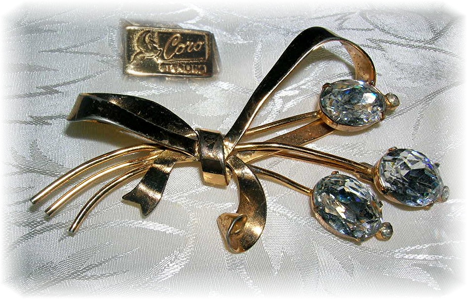 Crystal Sterling Silver Vermiel Flower Bow Br