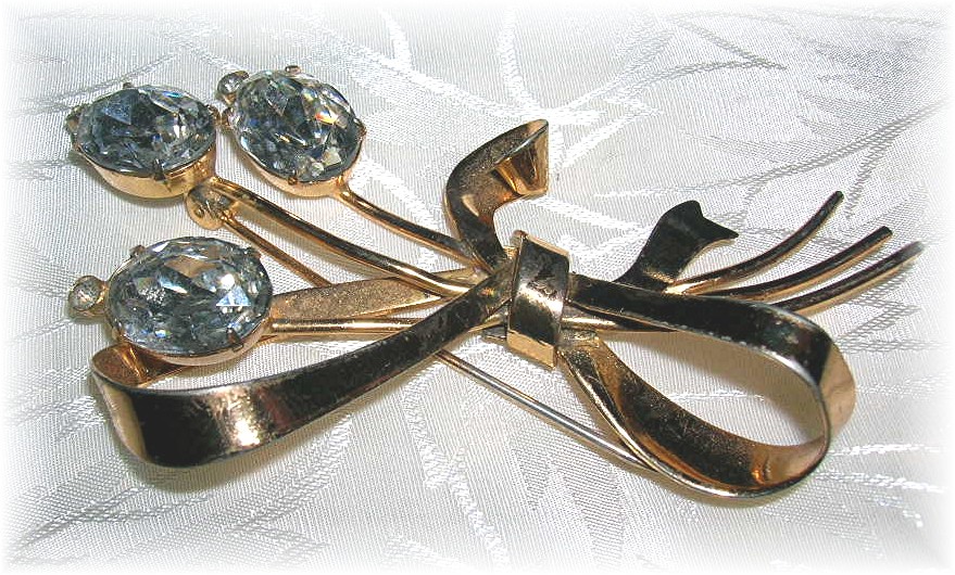 Crystal Sterling Silver Vermiel Flower Bow Br
