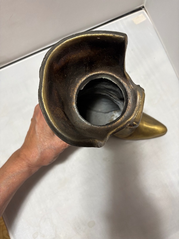 Victorian Style Brass Boot Vase Mid Century 1960s