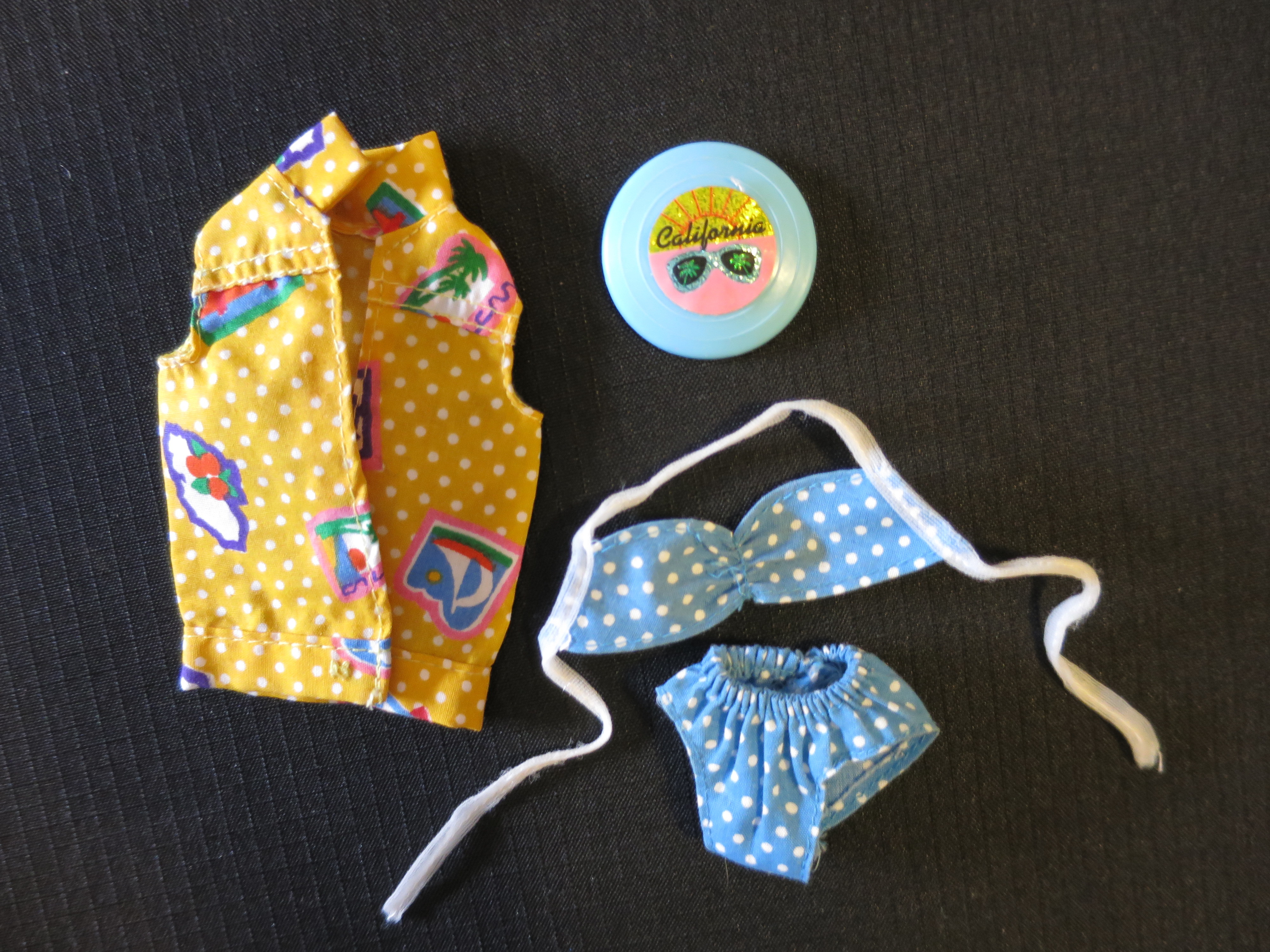California Dream Barbie Doll Polka Dot Bikini Vest Frisbie