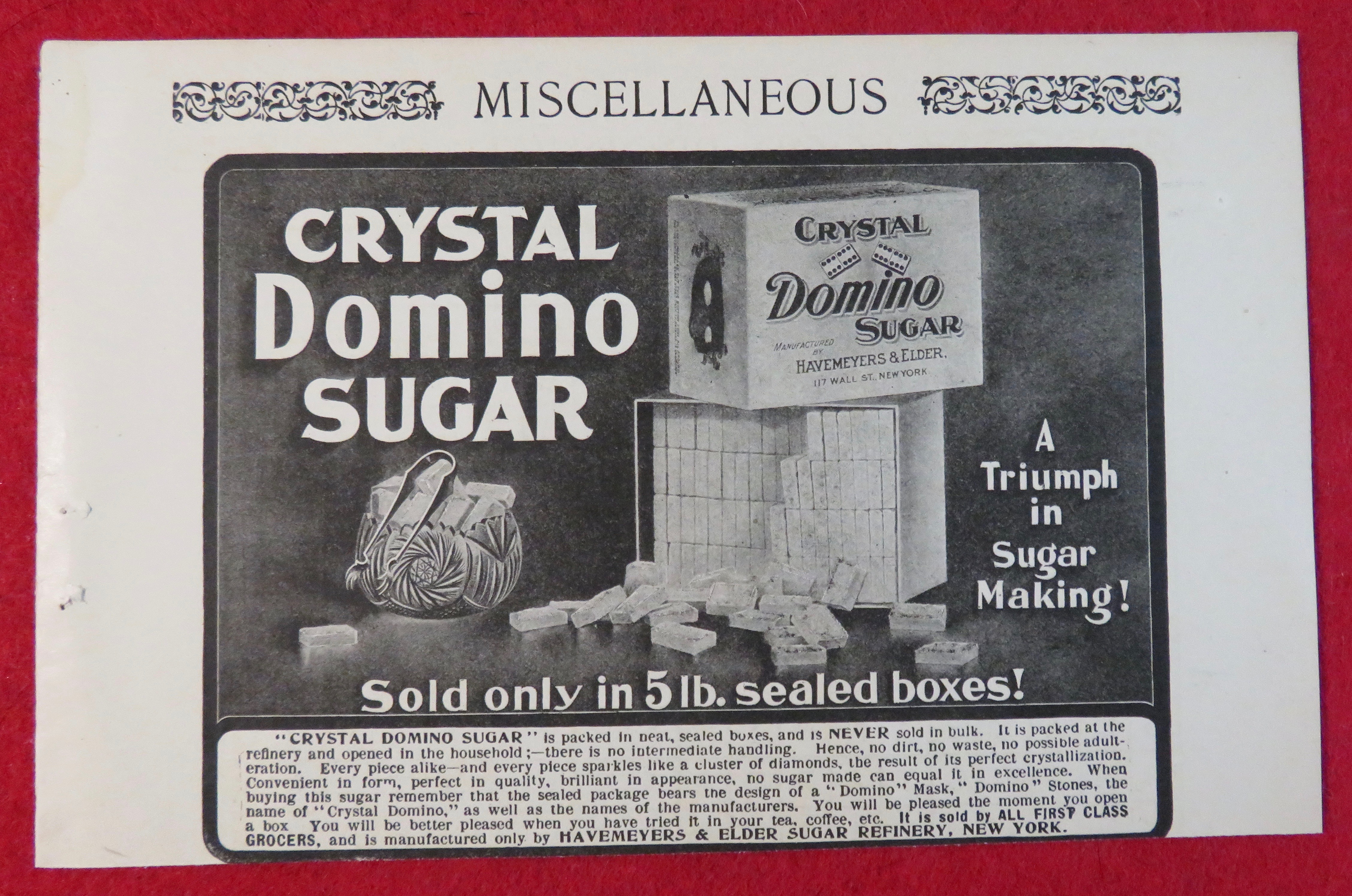 1902 Crystal Domino Sugar with Sugar Sealed In Boxes