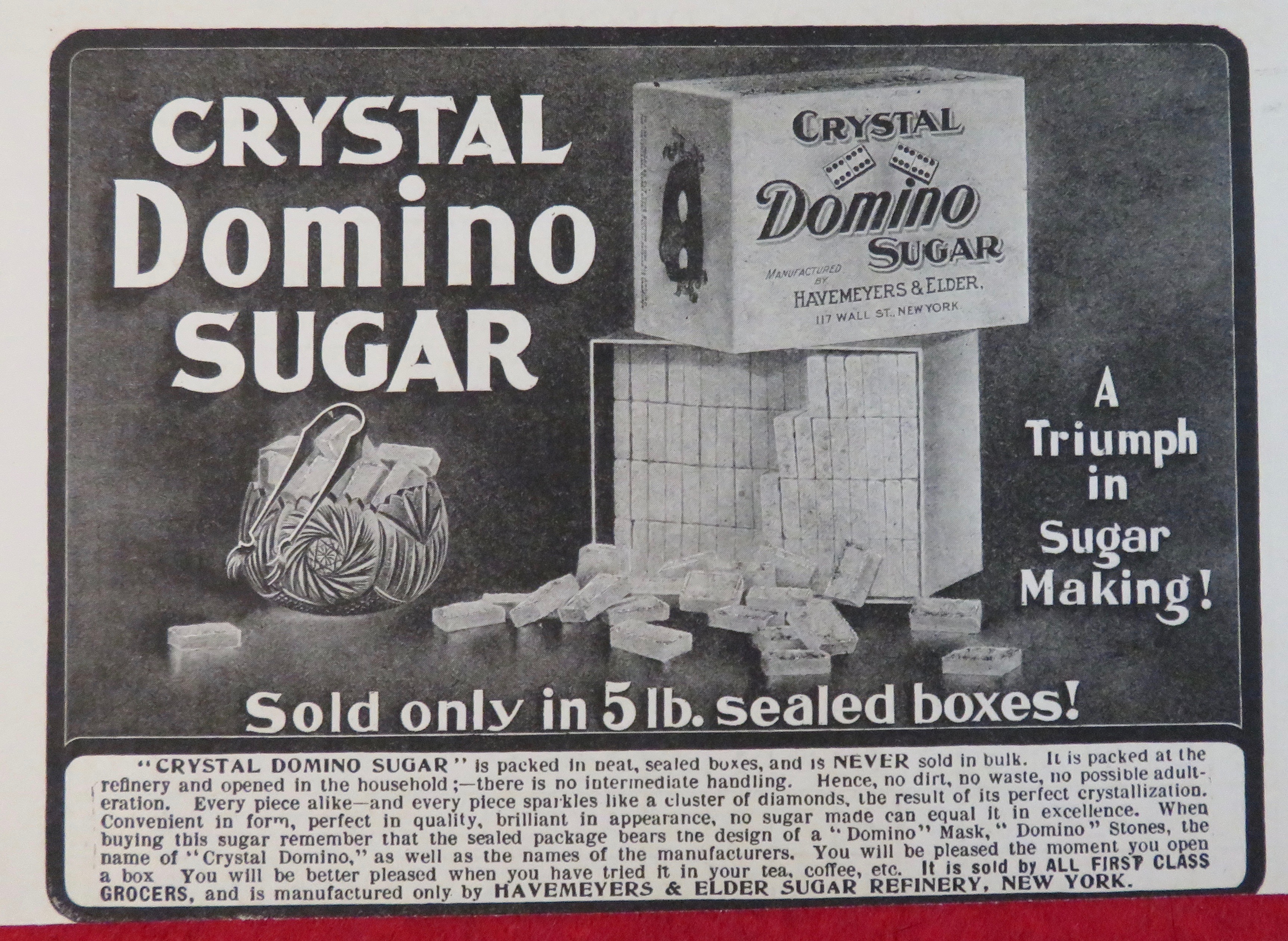 1902 Crystal Domino Sugar with Sugar Sealed In Boxes