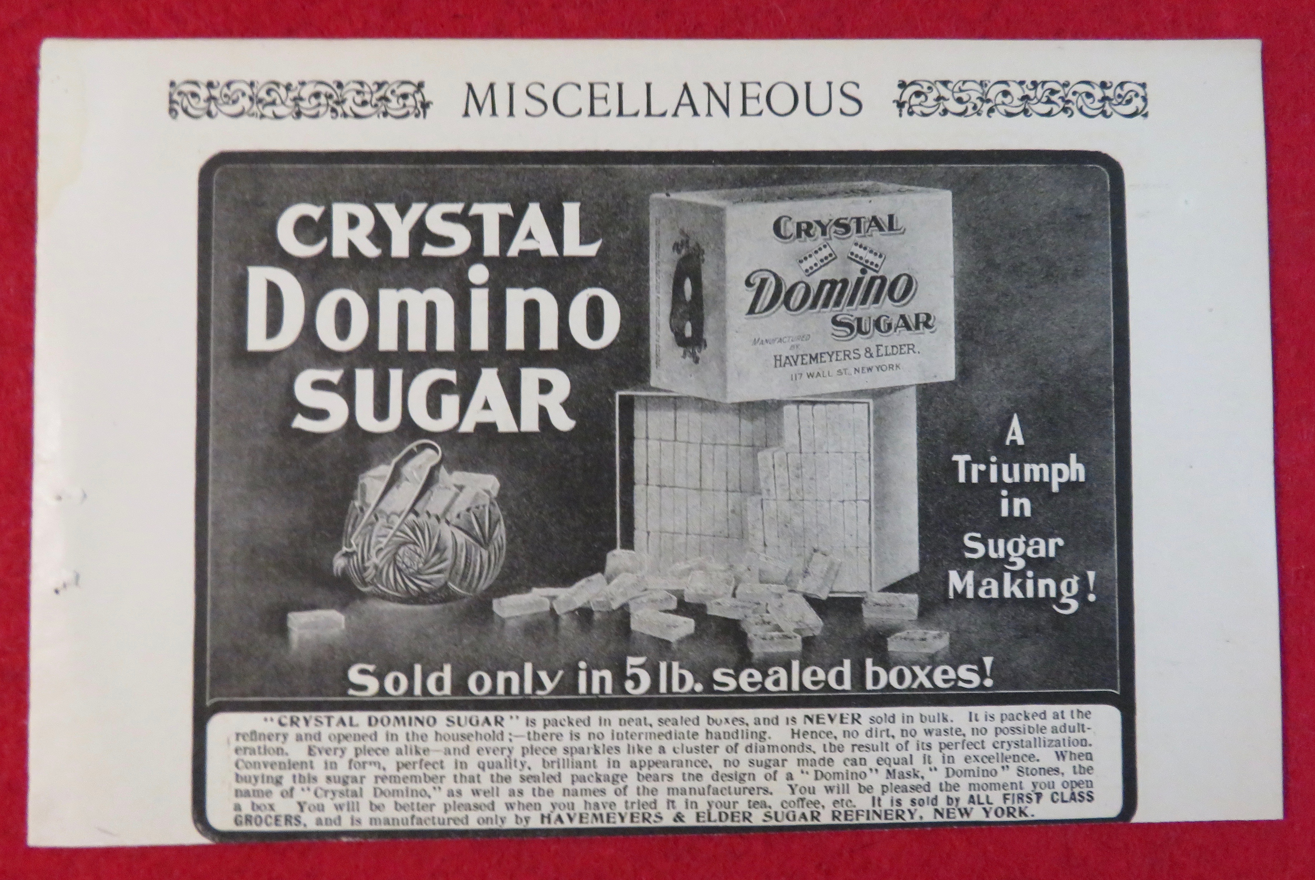 1902 Crystal Domino Sugar with Sugar Sealed In Boxes