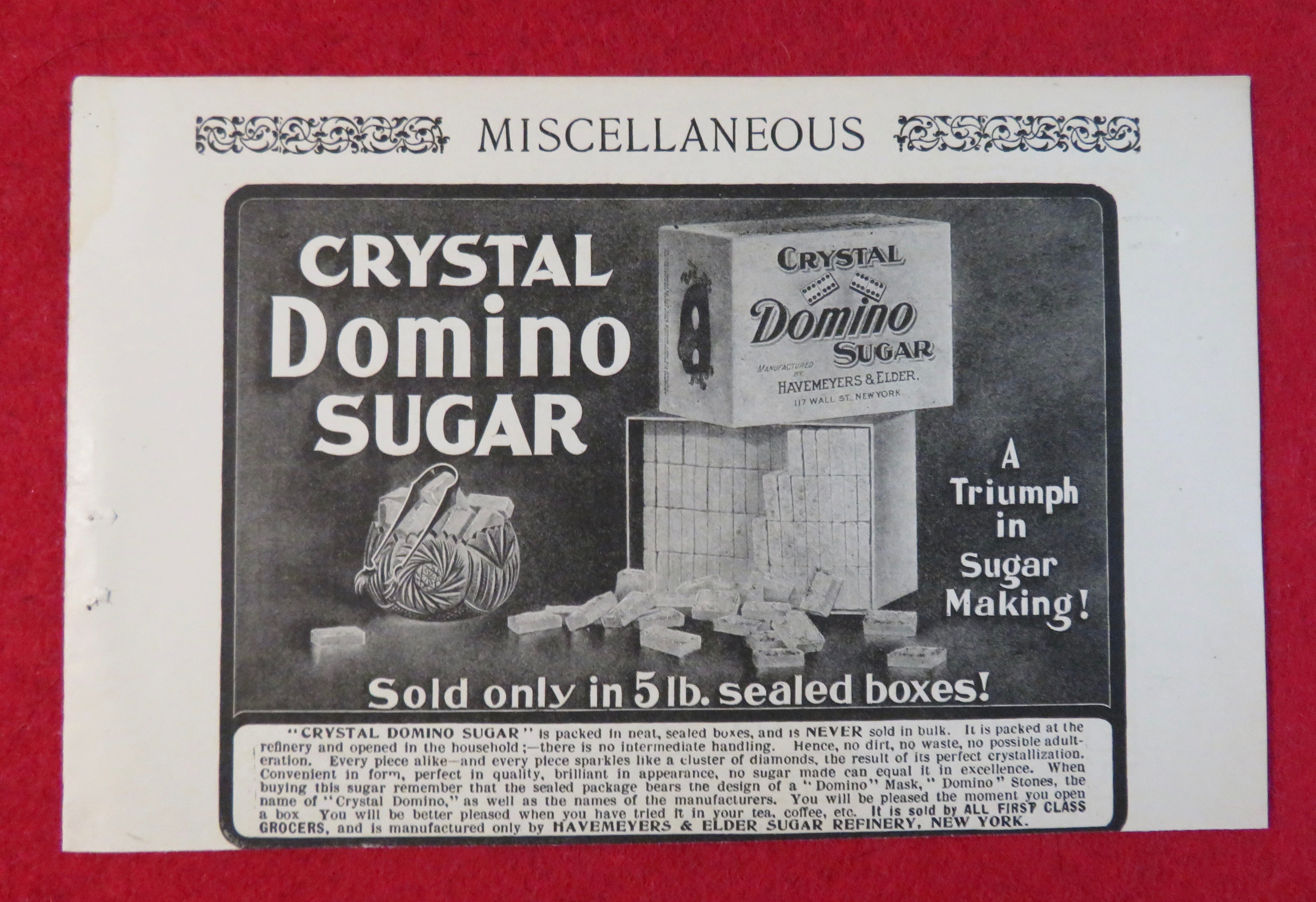 1902 Crystal Domino Sugar with Sugar Sealed In Boxes