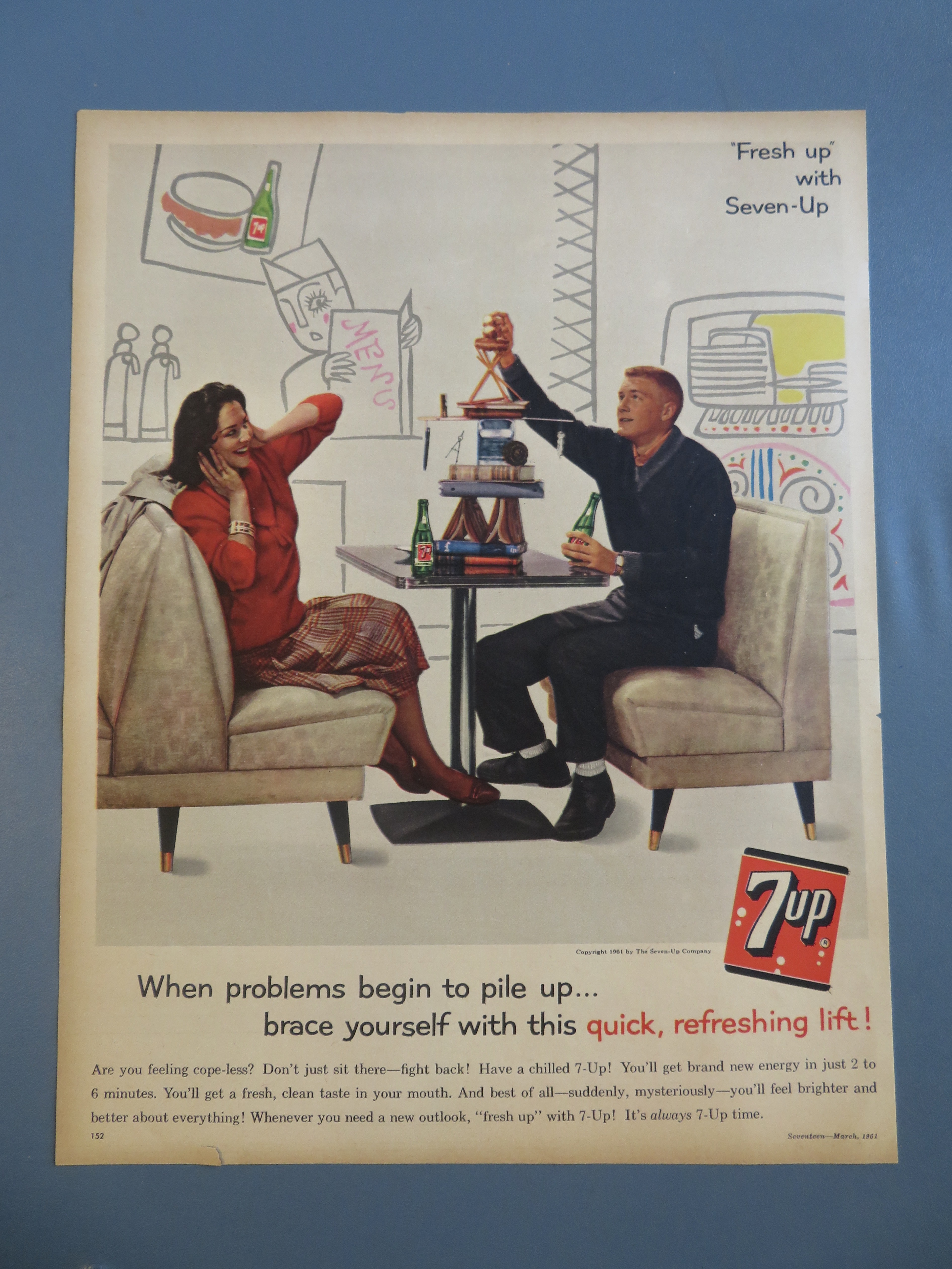 1961 Seven Up (7 Up) with Man Building A Tower