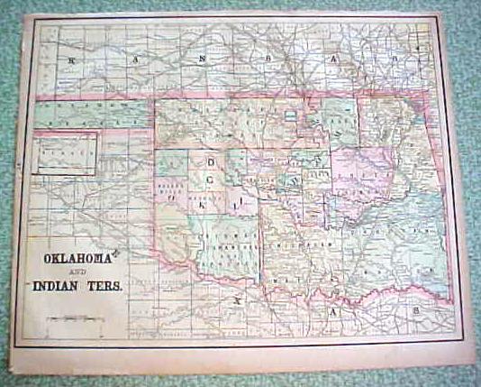 Antique Map Alaska Oklahoma Indian Territory 1894