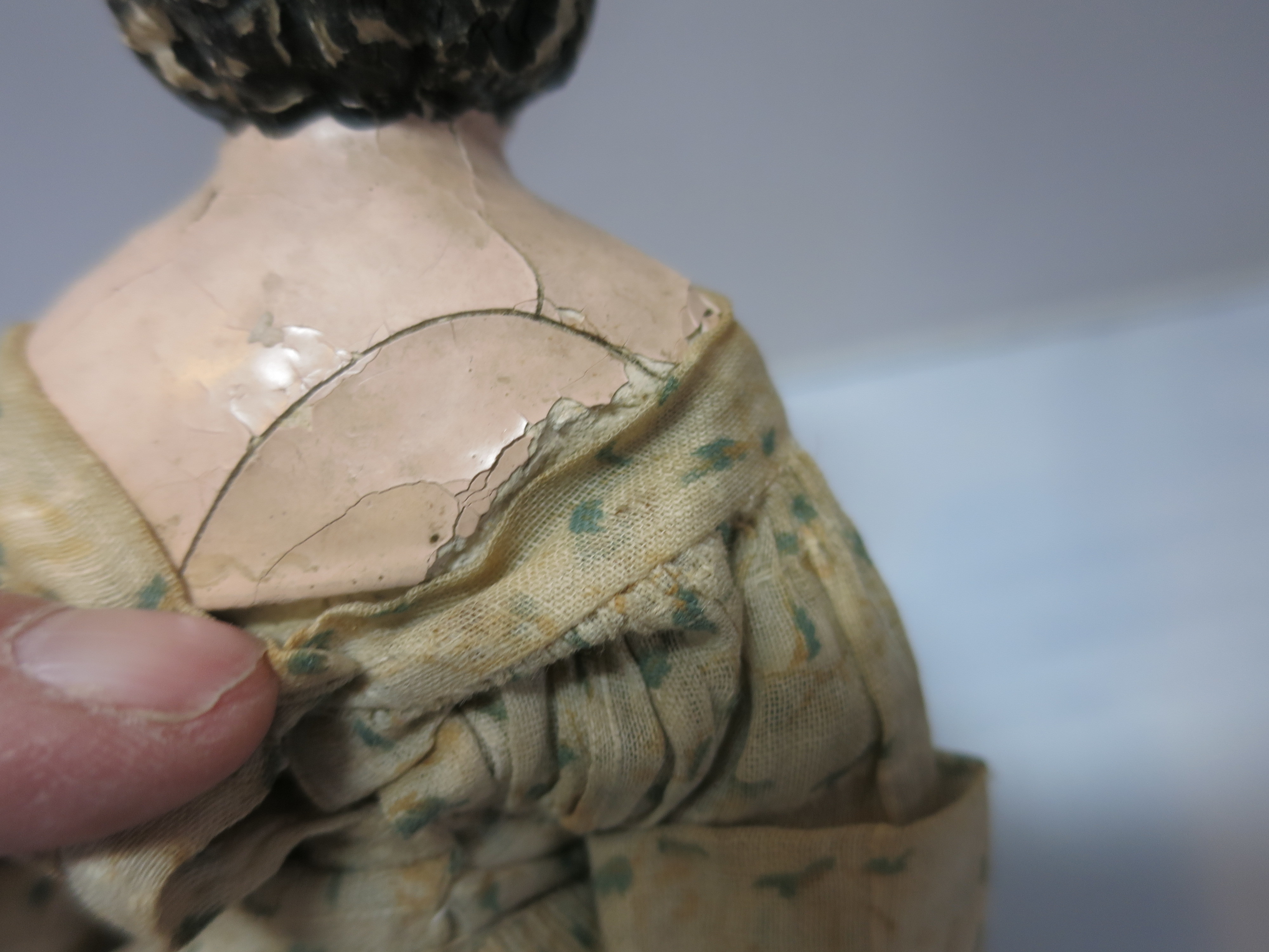 Milliners Doll Paper Mache Wood Leather circa 1860s