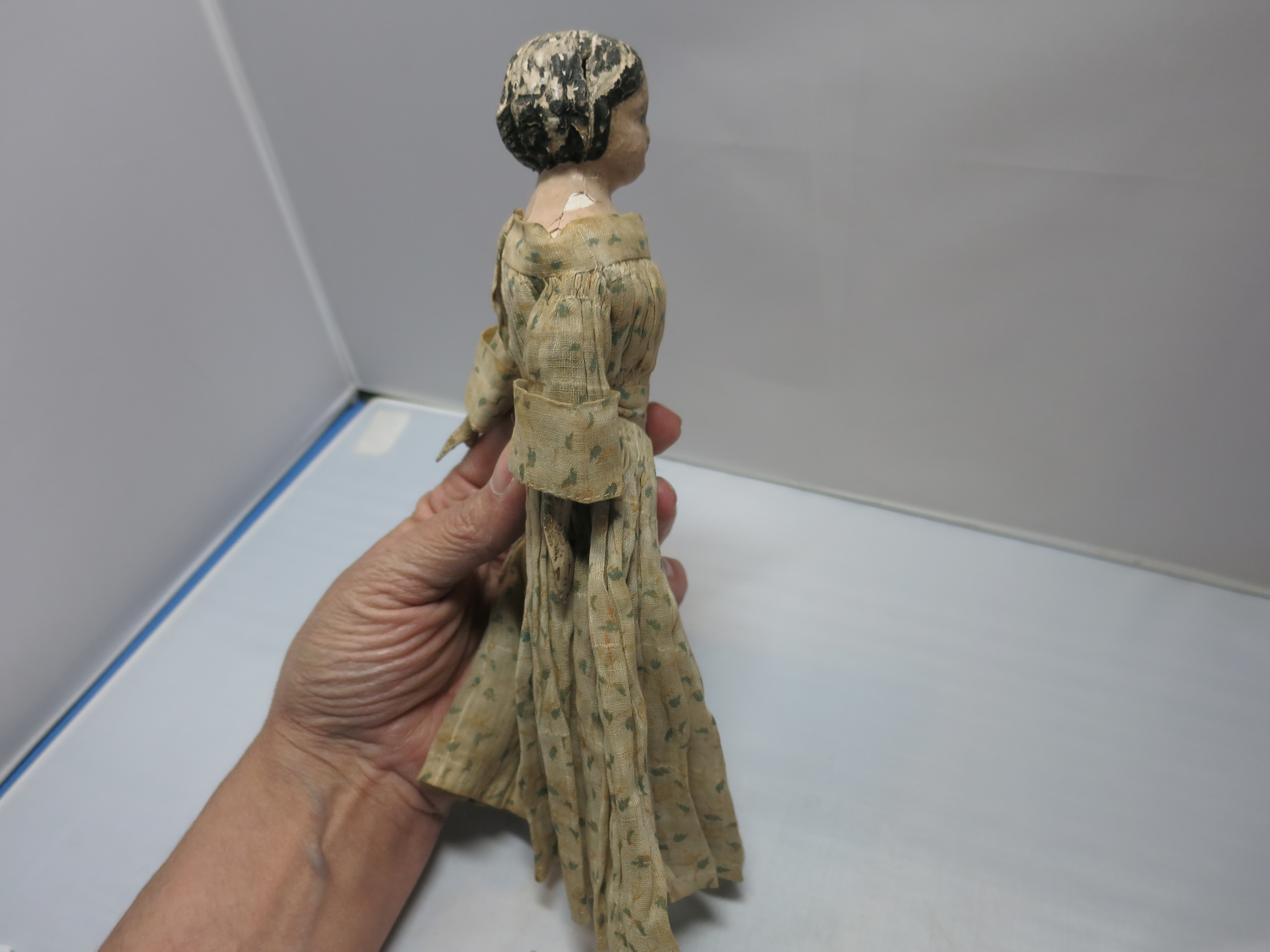 Milliners Doll Paper Mache Wood Leather circa 1860s