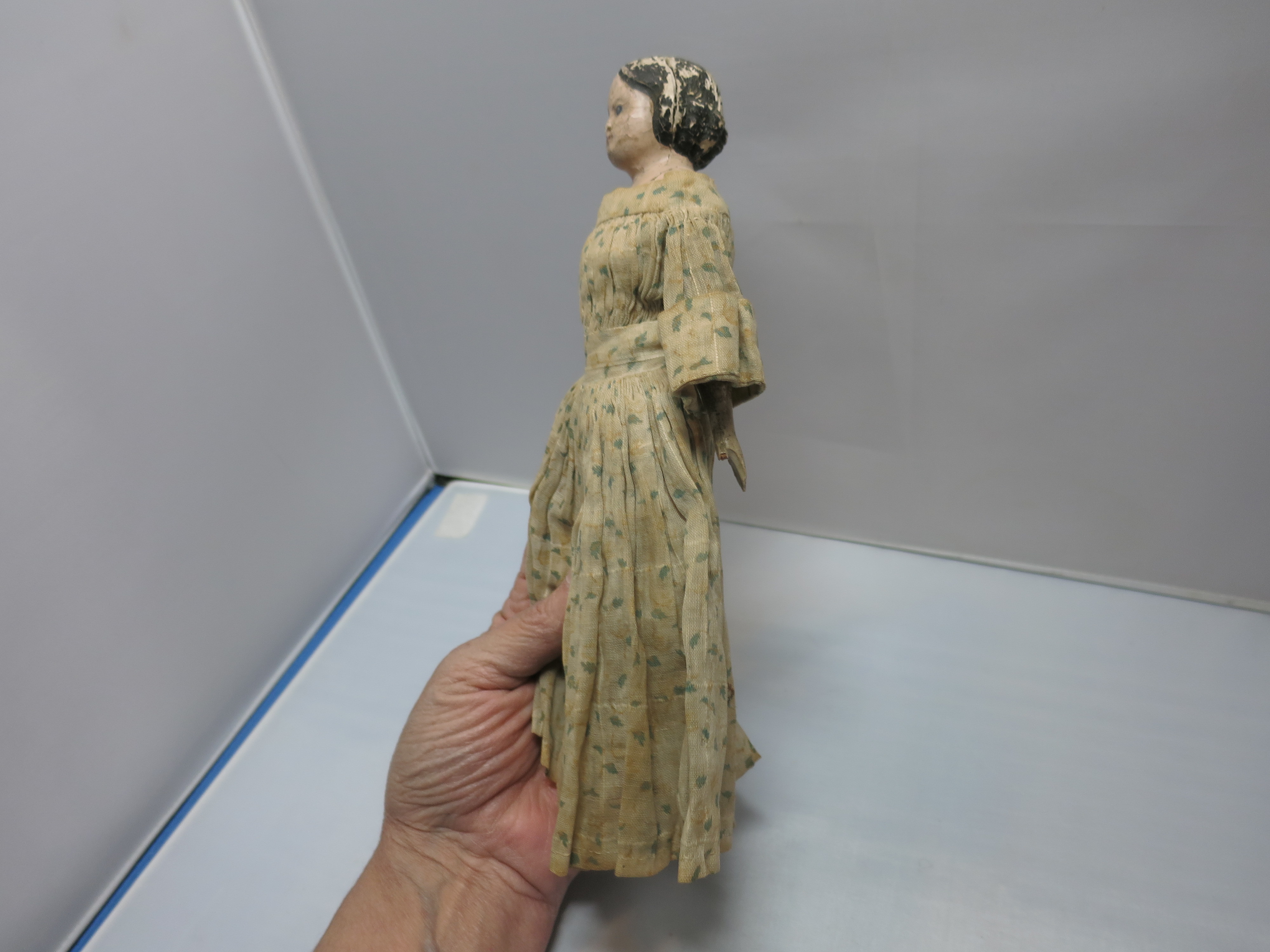 Milliners Doll Paper Mache Wood Leather circa 1860s