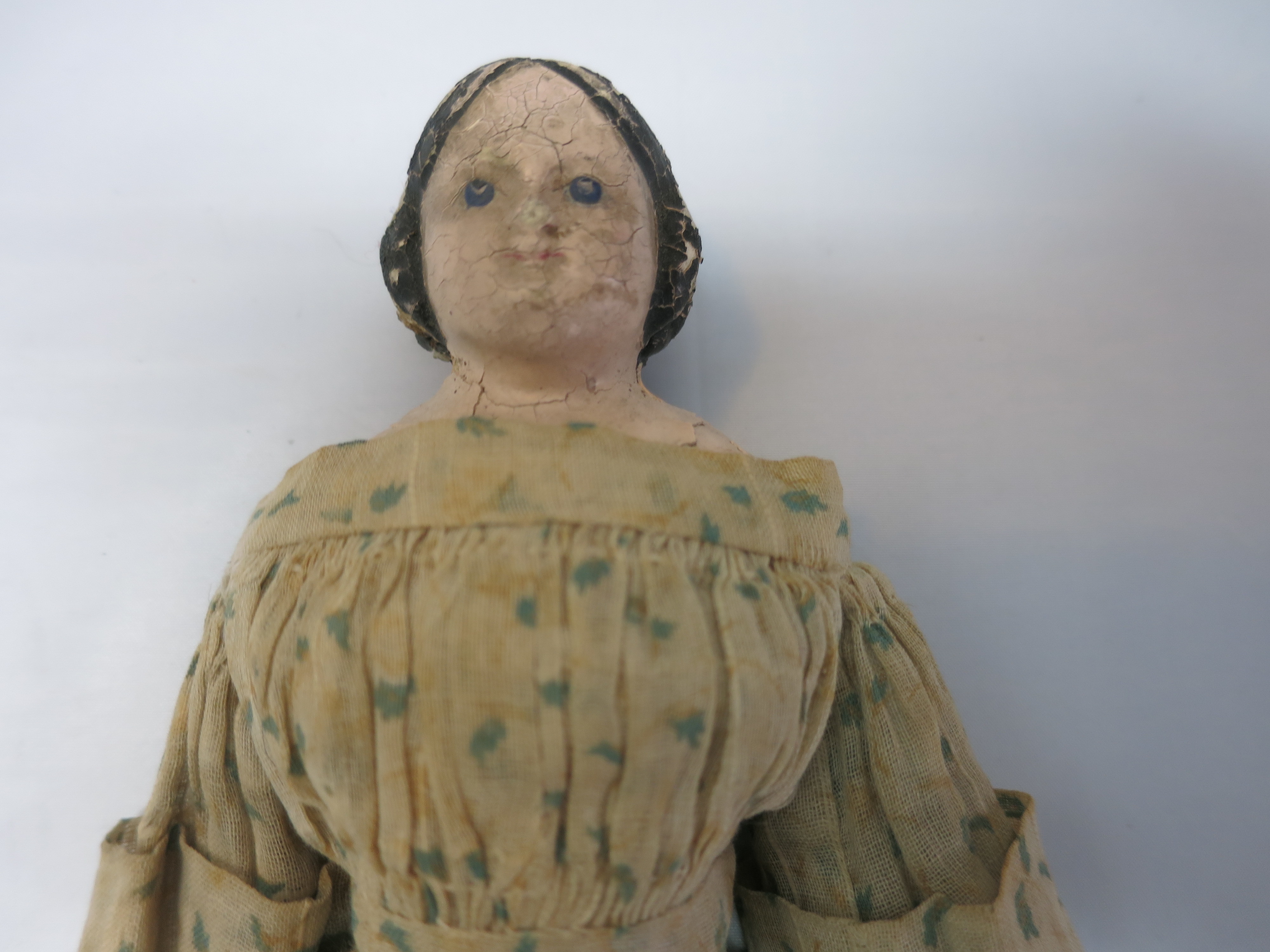 Milliners Doll Paper Mache Wood Leather circa 1860s