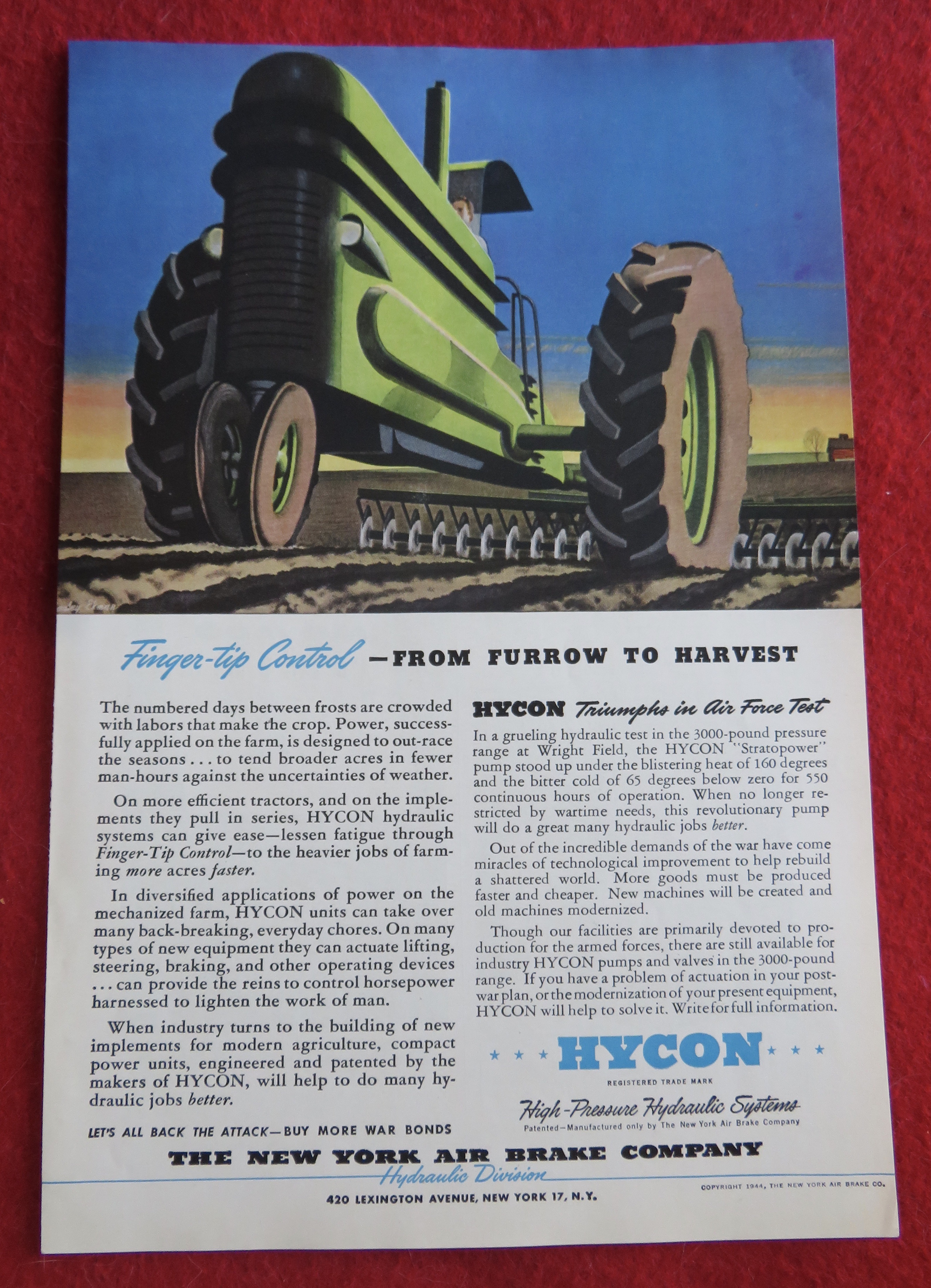 1944 Hycon Hydraulic Systems with Tractor