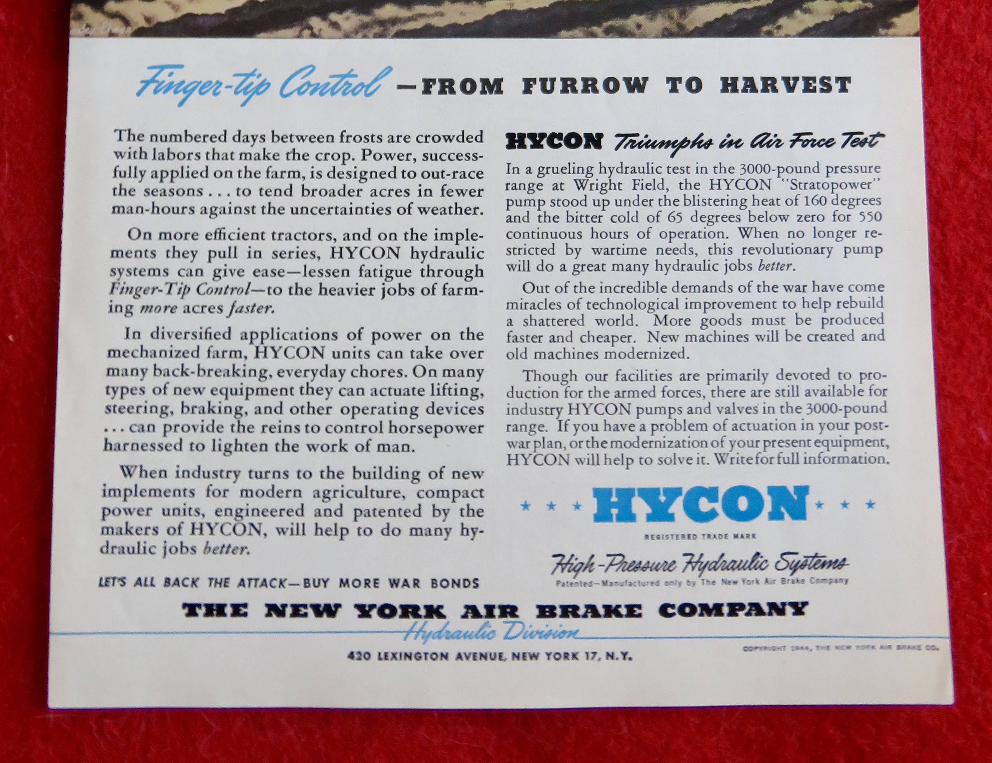 1944 Hycon Hydraulic Systems with Tractor