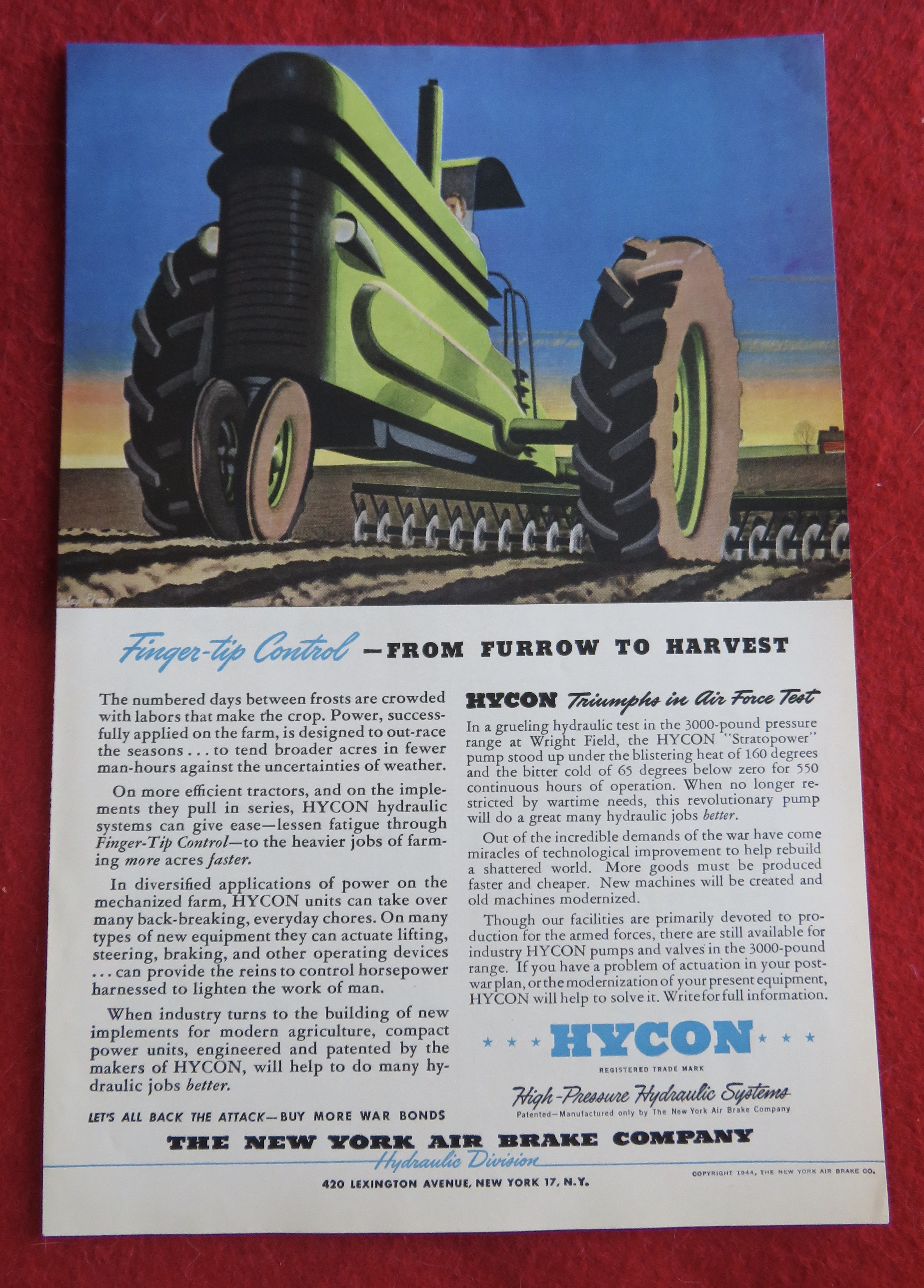 1944 Hycon Hydraulic Systems with Tractor