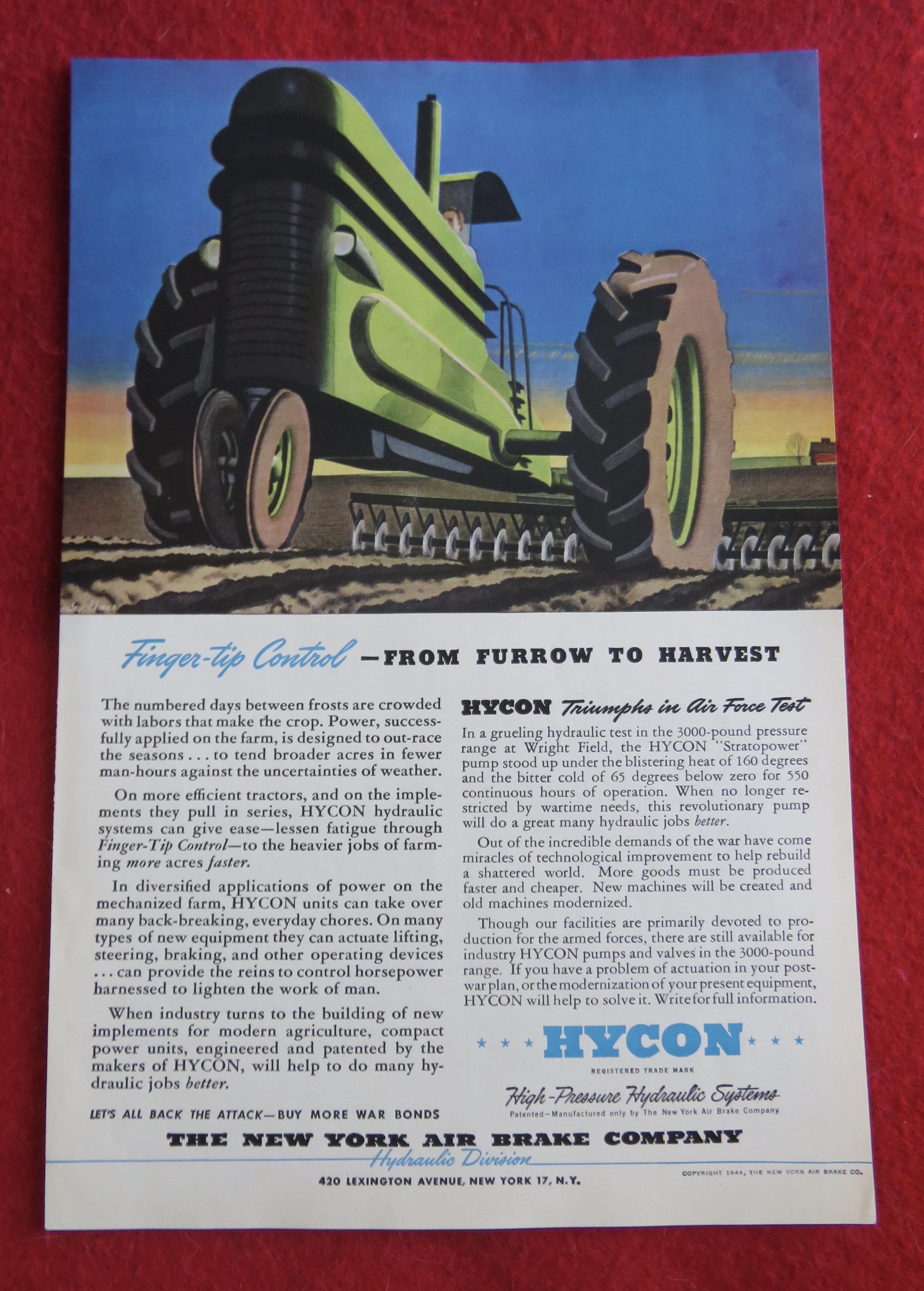 1944 Hycon Hydraulic Systems with Tractor