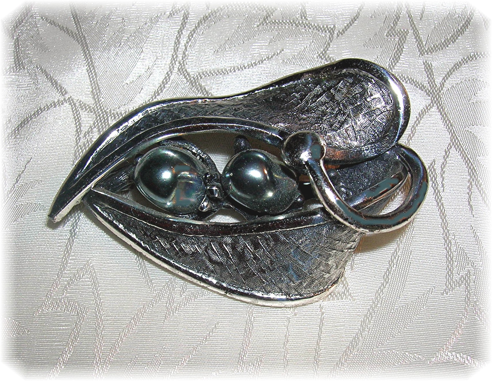 2 1/4 Inch Silver and Pearl Signed Tortolani Brooch