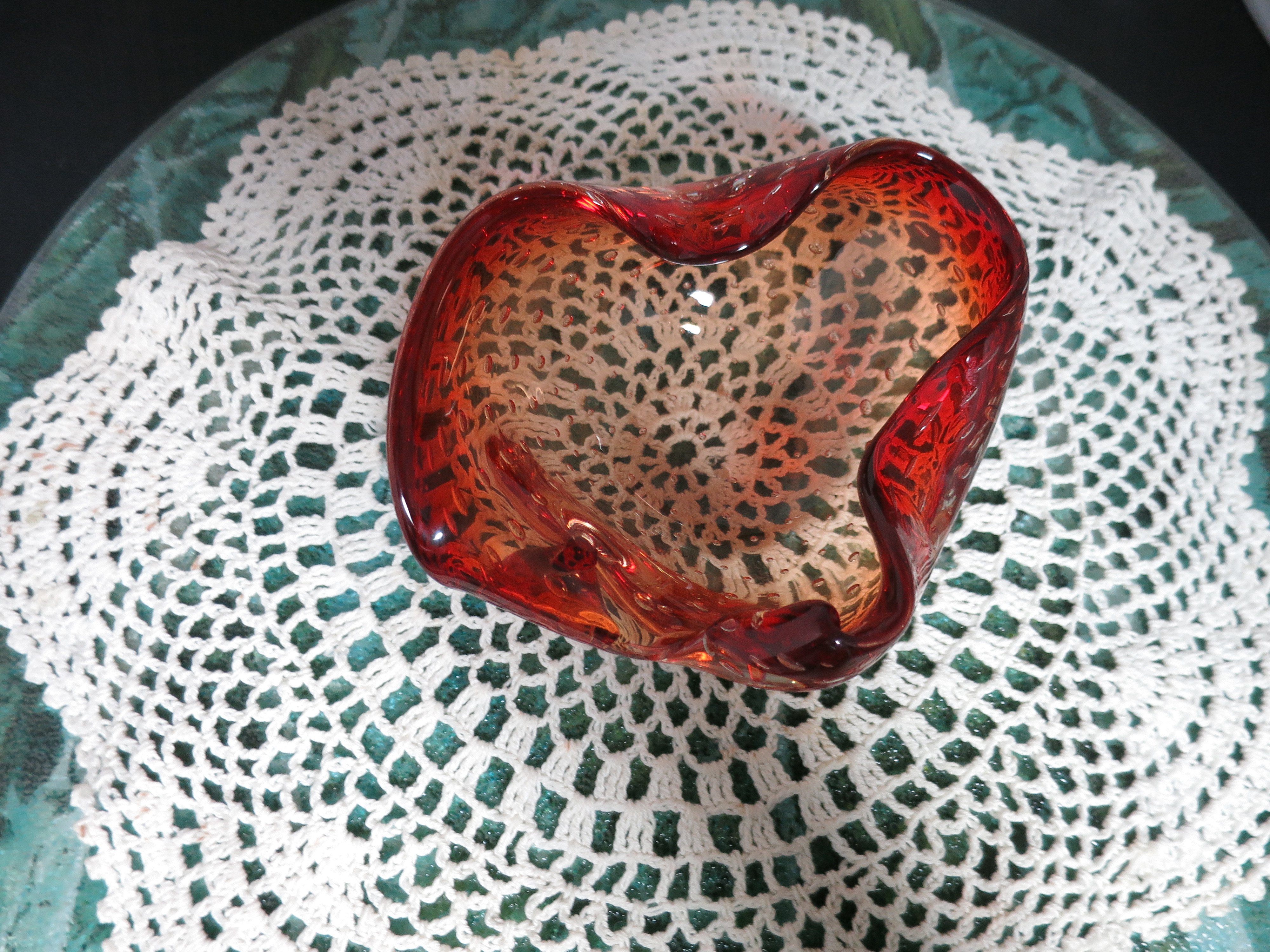 Murano Glass Cigar Ashtray Bowl with controlled air bubbles