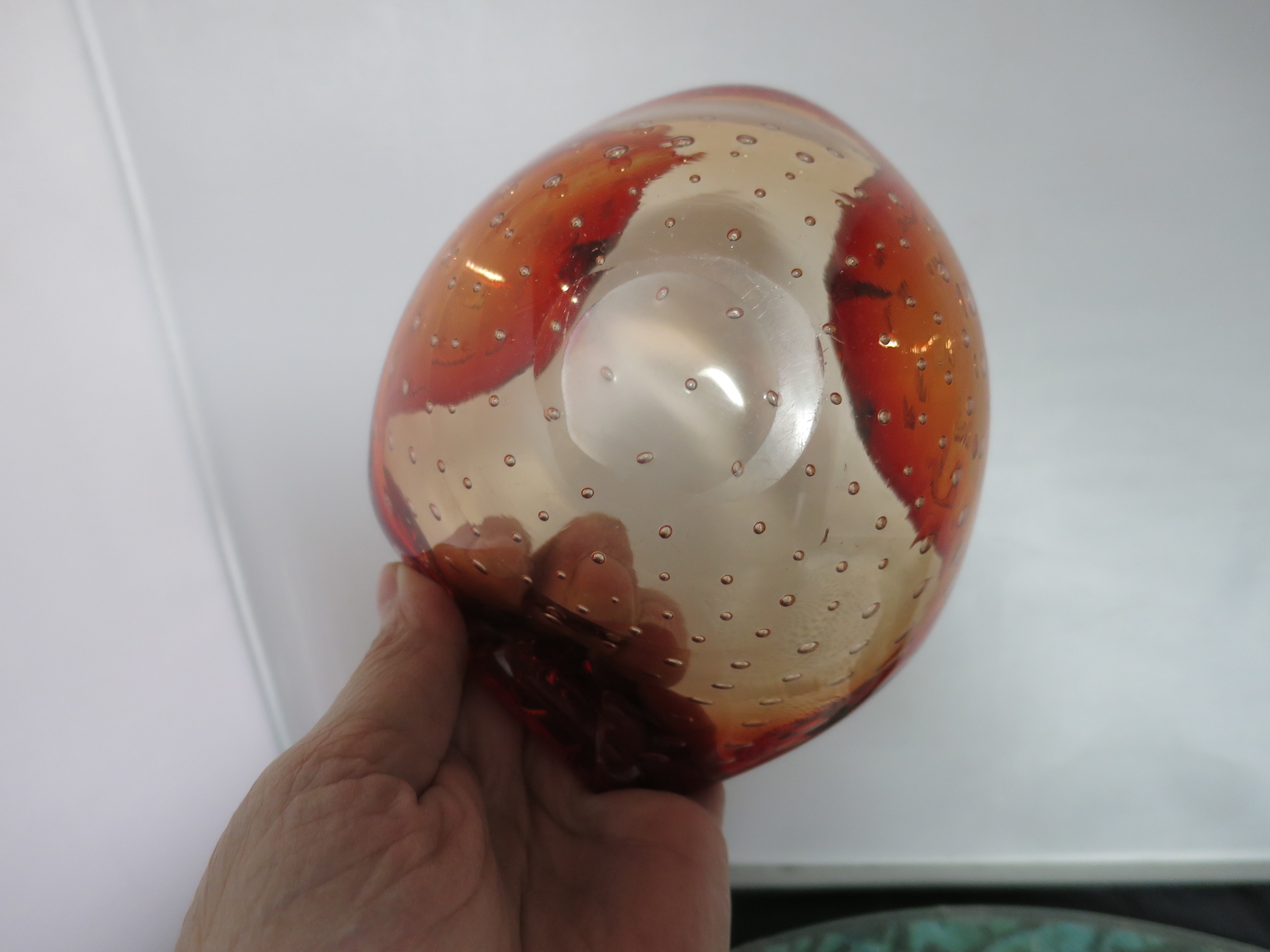 Murano Glass Cigar Ashtray Bowl with controlled air bubbles