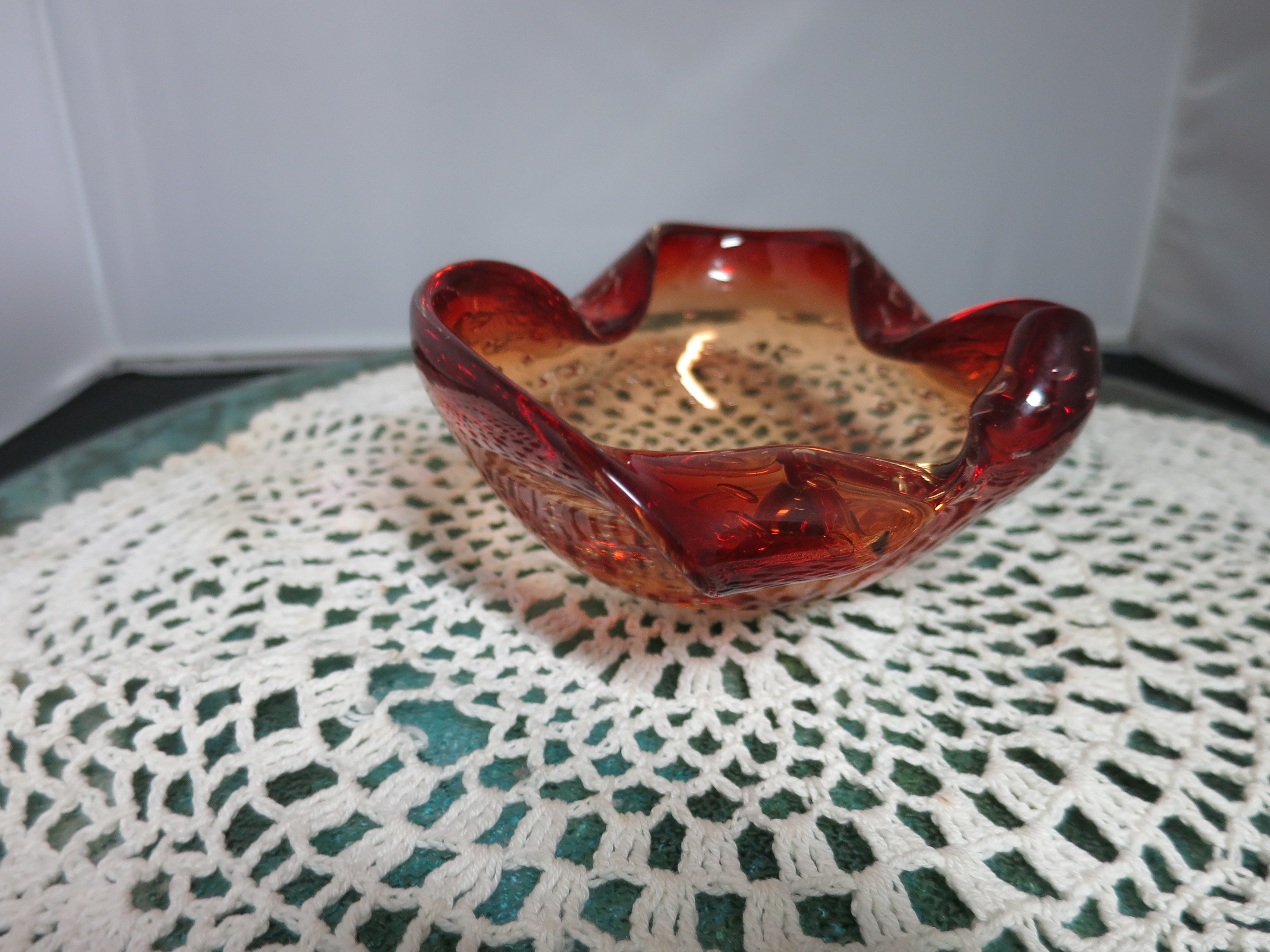 Murano Glass Cigar Ashtray Bowl with controlled air bubbles