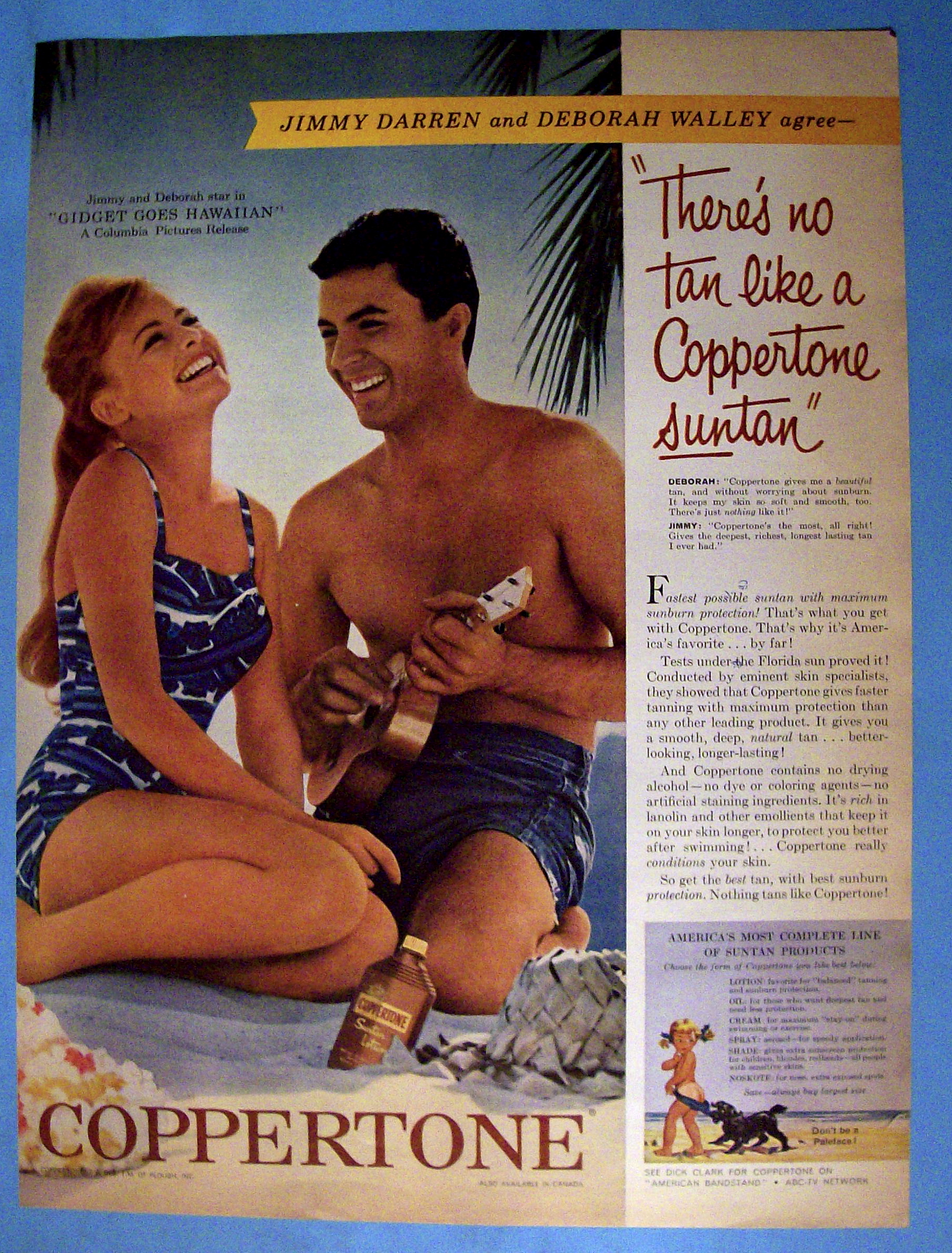 1961 Coppertone with James Darren & Deborah Walley
