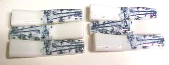 Rice Bowls + Chop Stick Rests  Blue and White