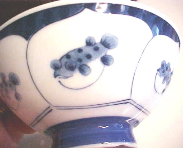 Rice Bowls + Chop Stick Rests  Blue and White