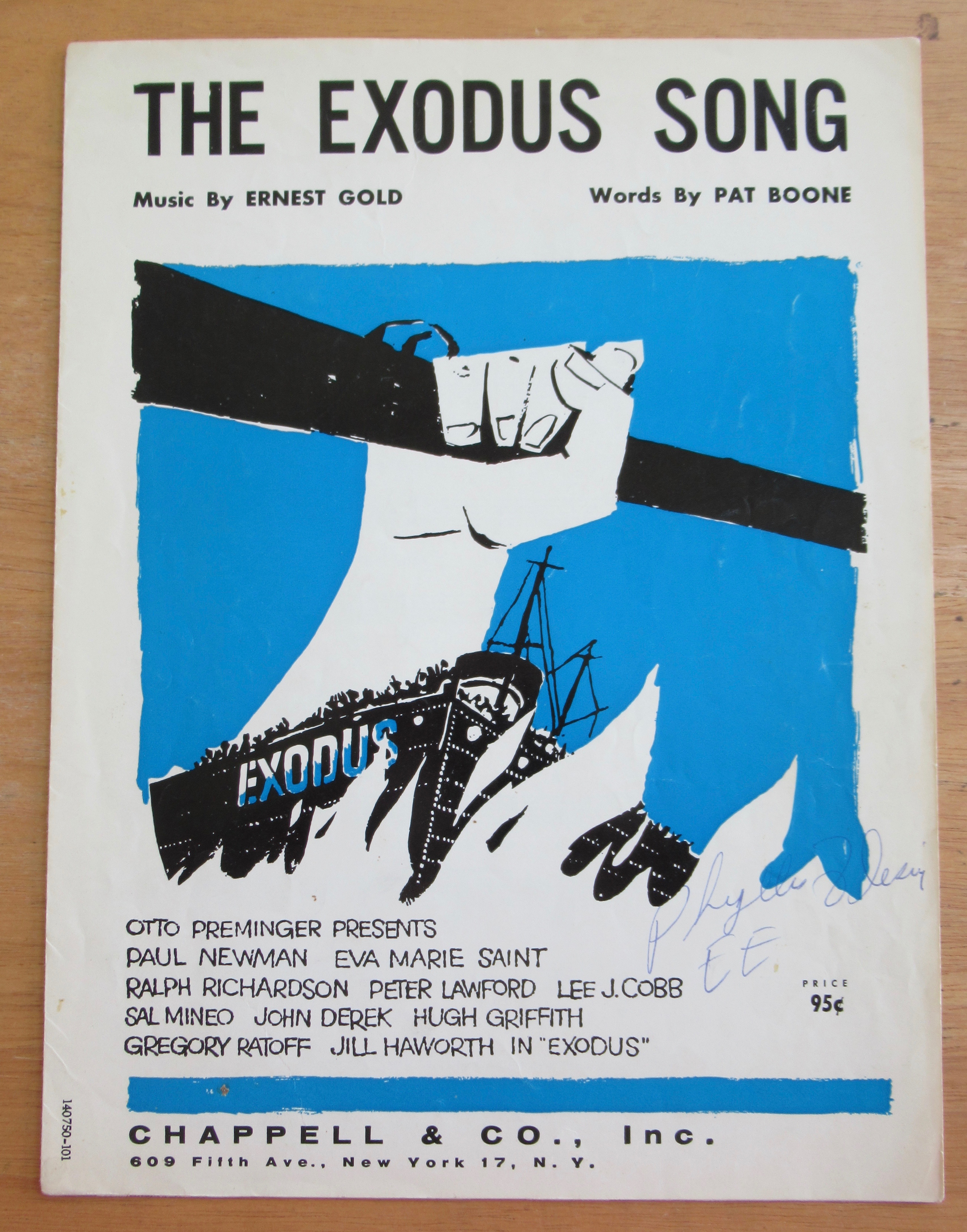1961 The Exodus Song Sheet Music