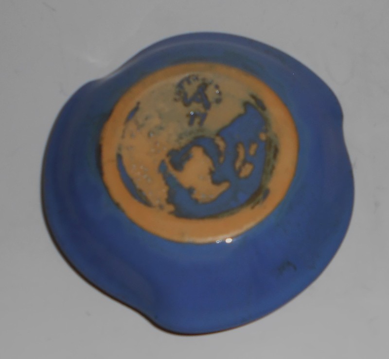 VINTAGE Shearwater Pottery Blue Candlestick Holder