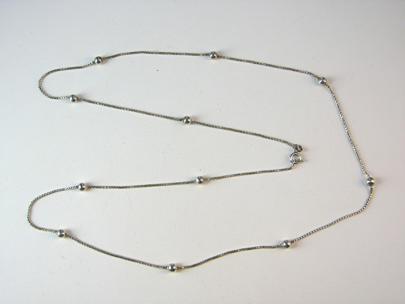 Sterling Silver Box and Ball Necklace Italy