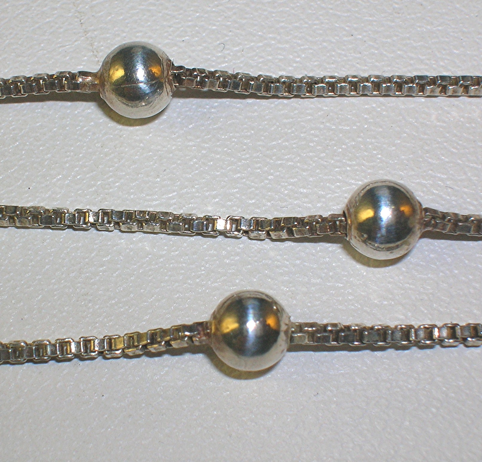 Sterling Silver Box and Ball Necklace Italy