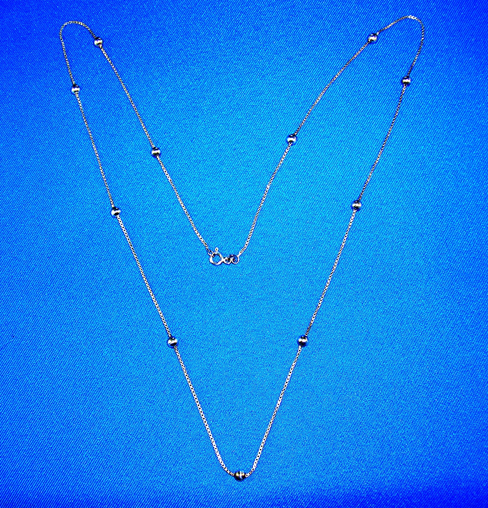 Sterling Silver Box and Ball Necklace Italy