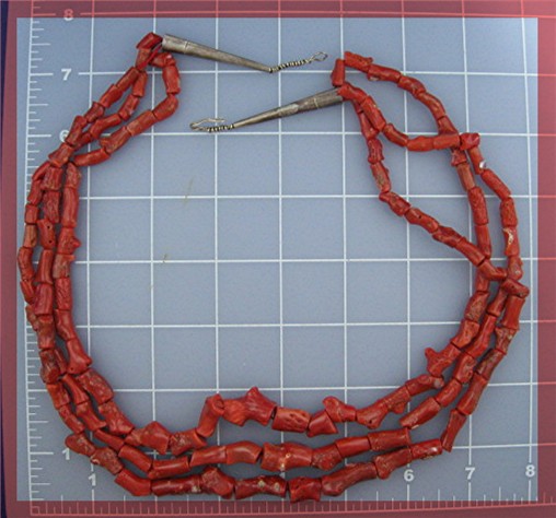 Navajo Mediterranean Coral 3 Strand Necklace Antique