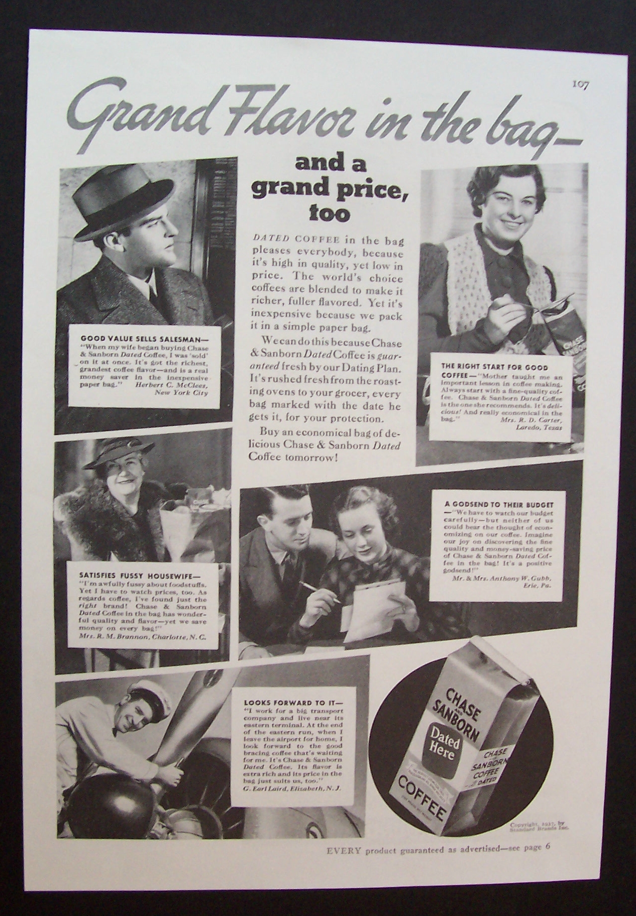 1937  Chase & Sanborn Dated Coffee