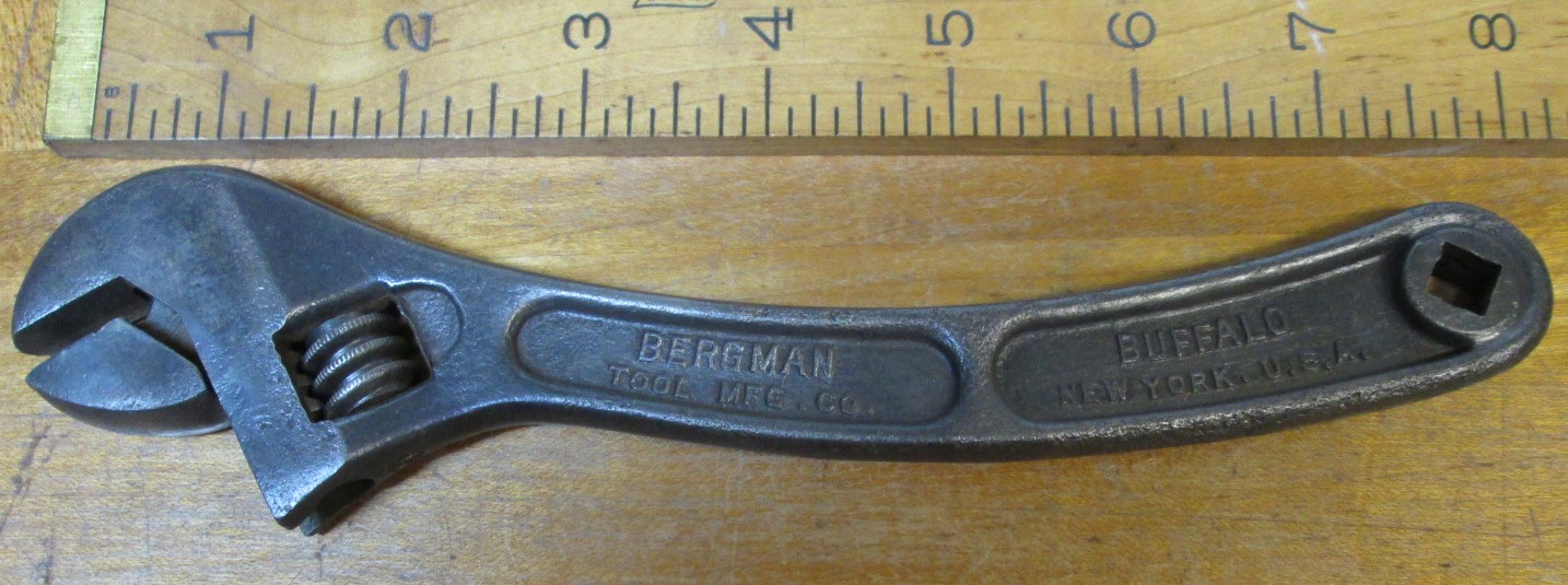 Bergman Tool Mfg. Co. S-Handle Adjustable Wrench 8 Inch