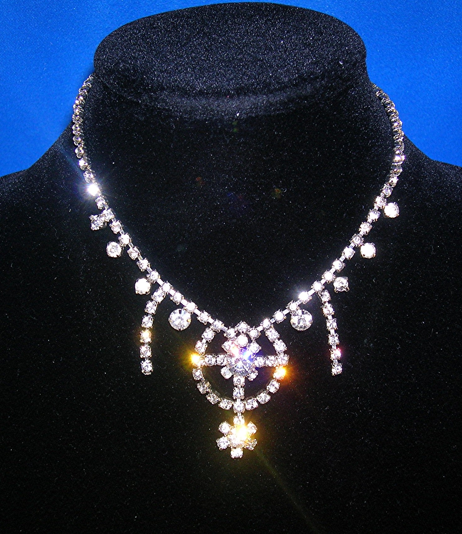 Claw Set Crystal Rhinestone Chandelier Necklace
