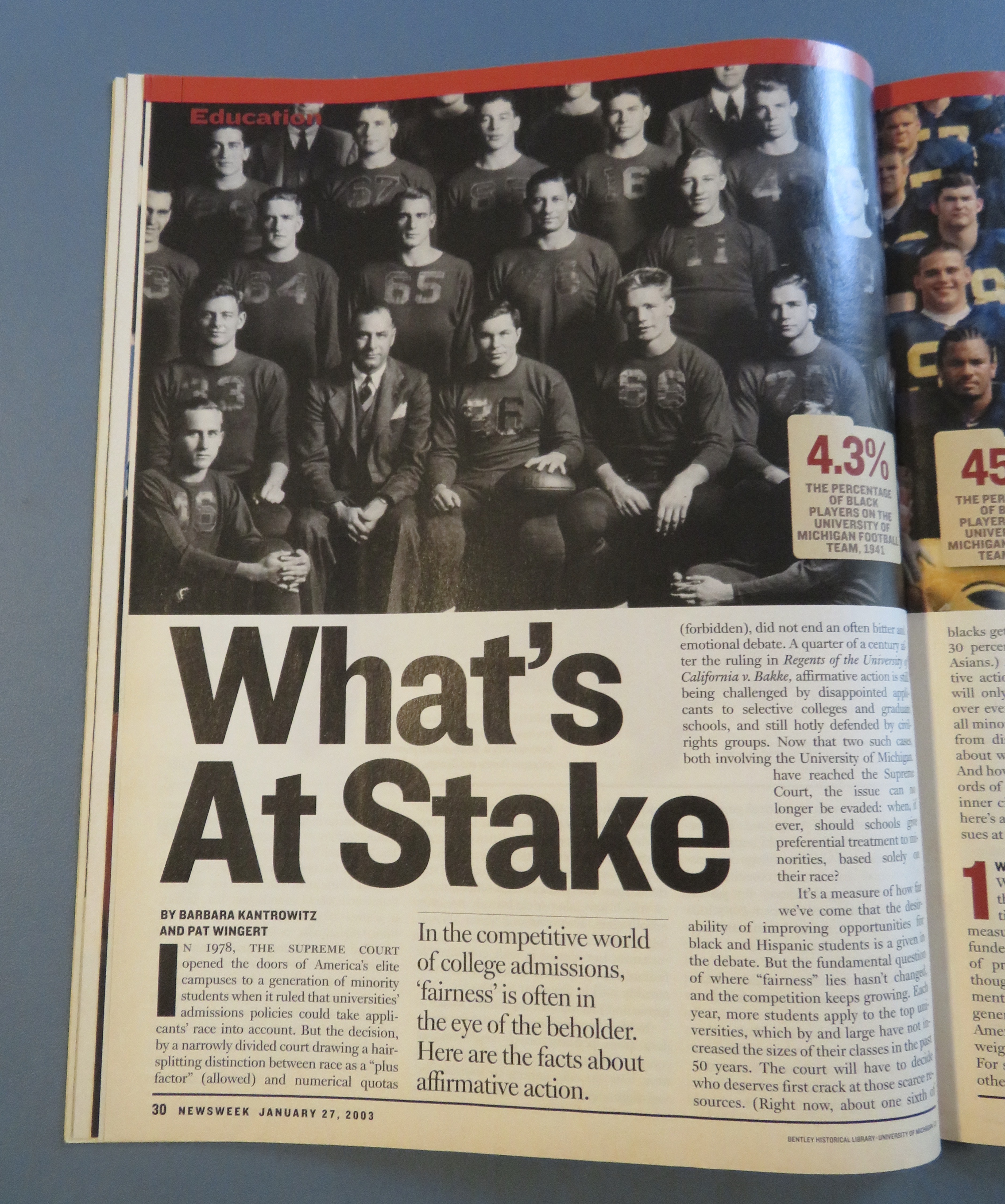 Newsweek Magazine January 27, 2003 Affirmative Action