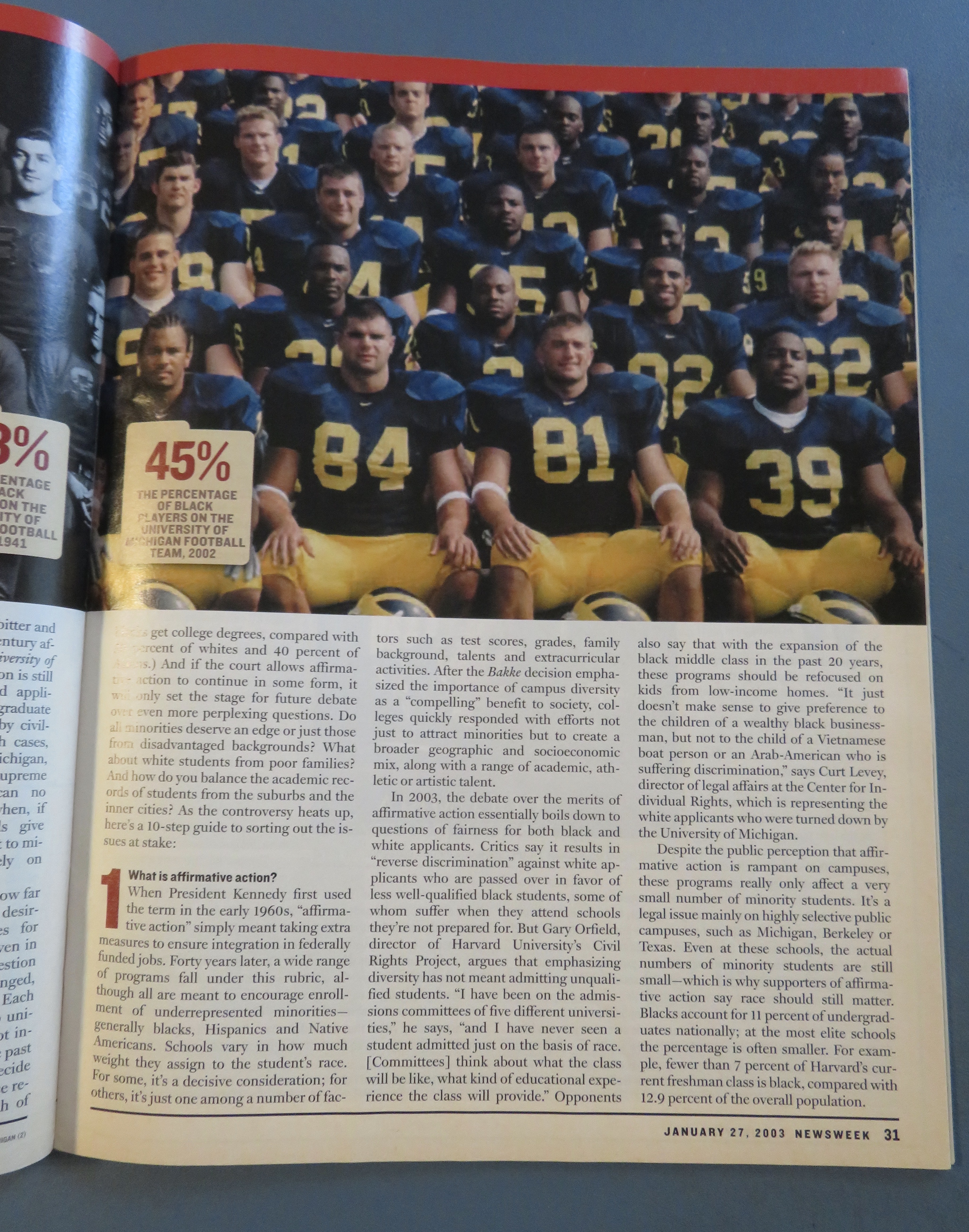 Newsweek Magazine January 27, 2003 Affirmative Action