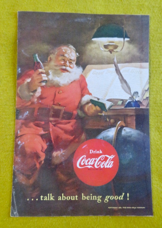 1951 Coca Cola (Coke) with Santa Claus Holding A Bottle Of Coke