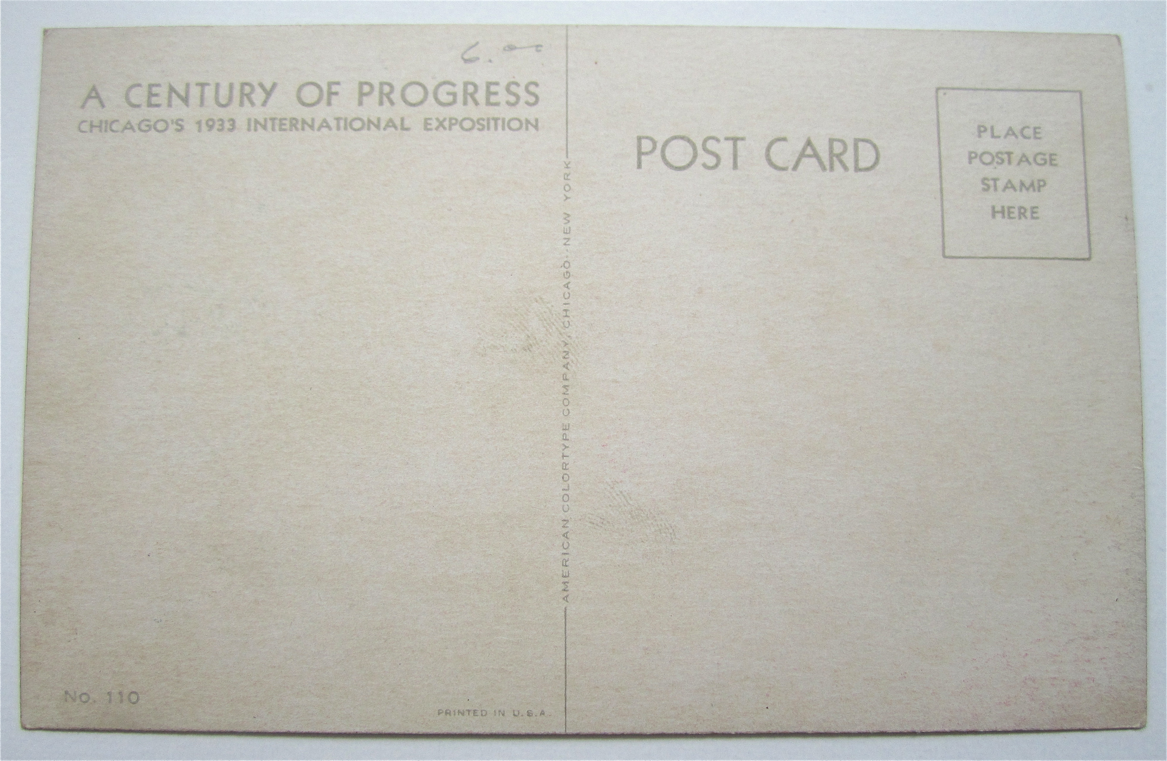 Administration Building, Century Of Progress Postcard
