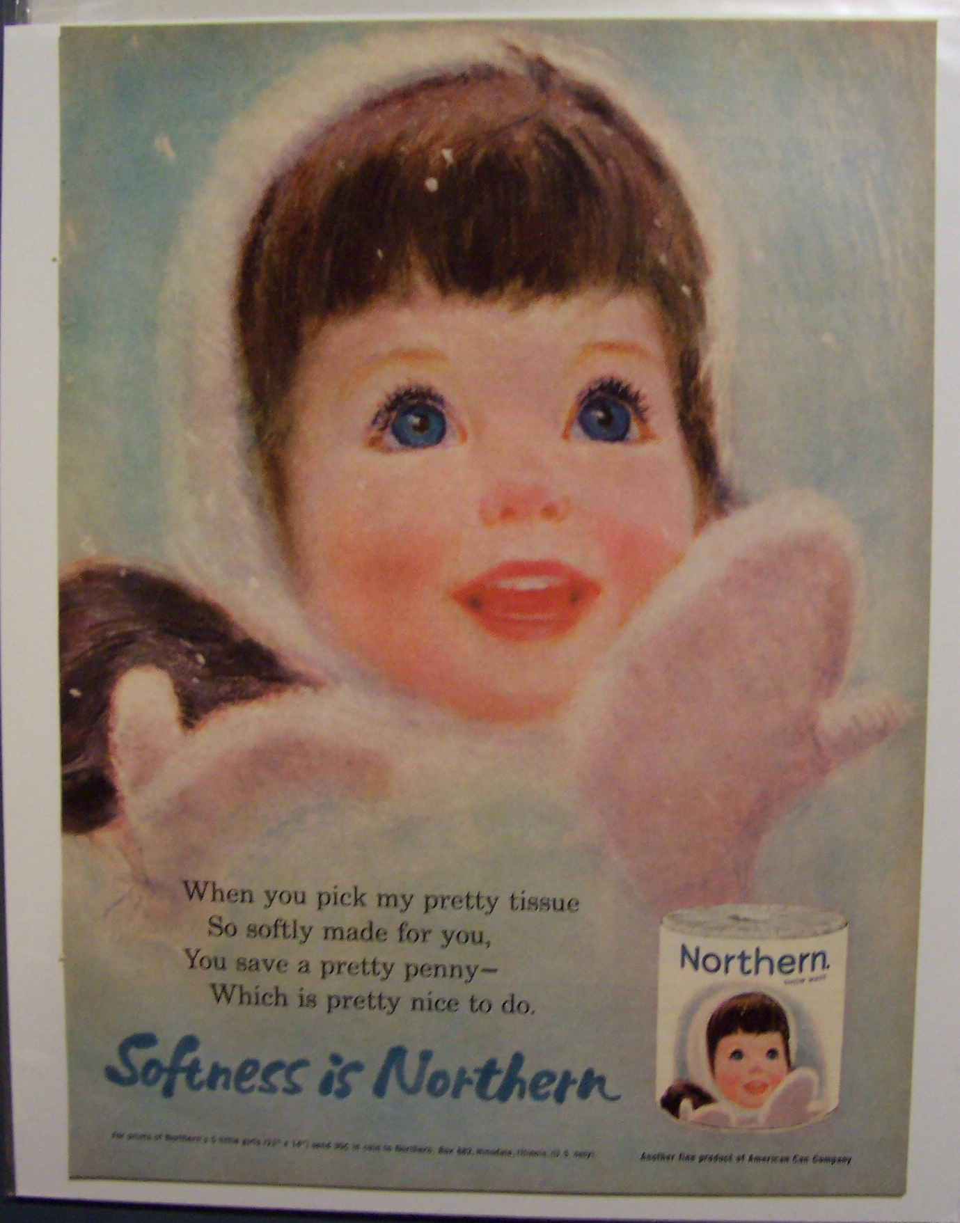 1963 Northern Toilet Tissue with Girl with Brown Hair
