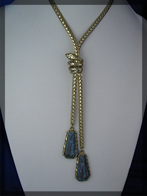 WHITING and DAVIS Goldtone Snake Necklace Earrings