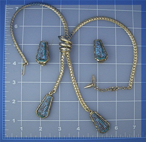 WHITING and DAVIS Goldtone Snake Necklace Earrings