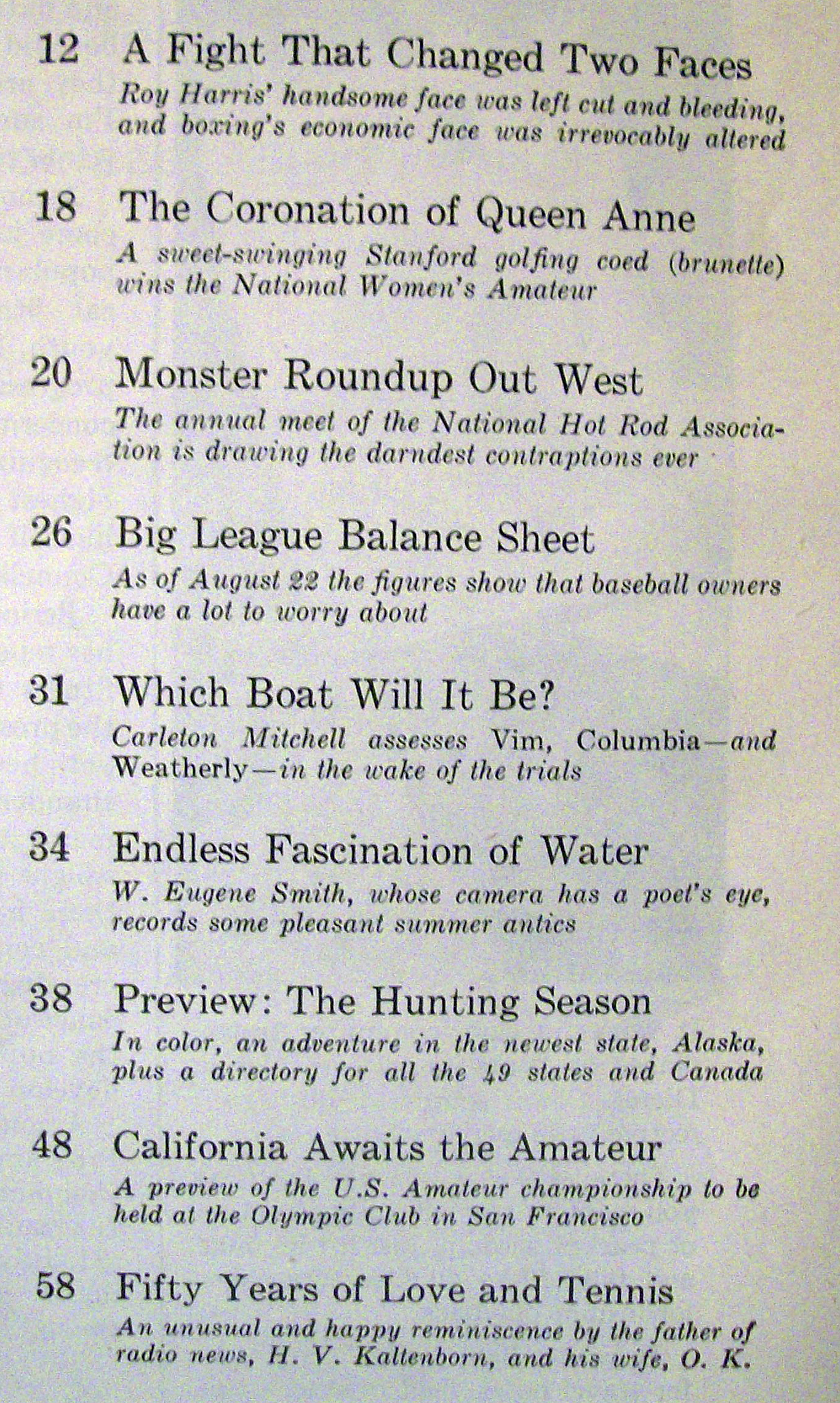 Sports Illustrated - September 1, 1958 - Patterson