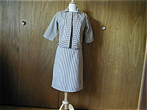 Cay Artley Brown and White Striped Suit