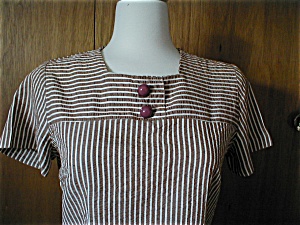 Cay Artley Brown and White Striped Suit