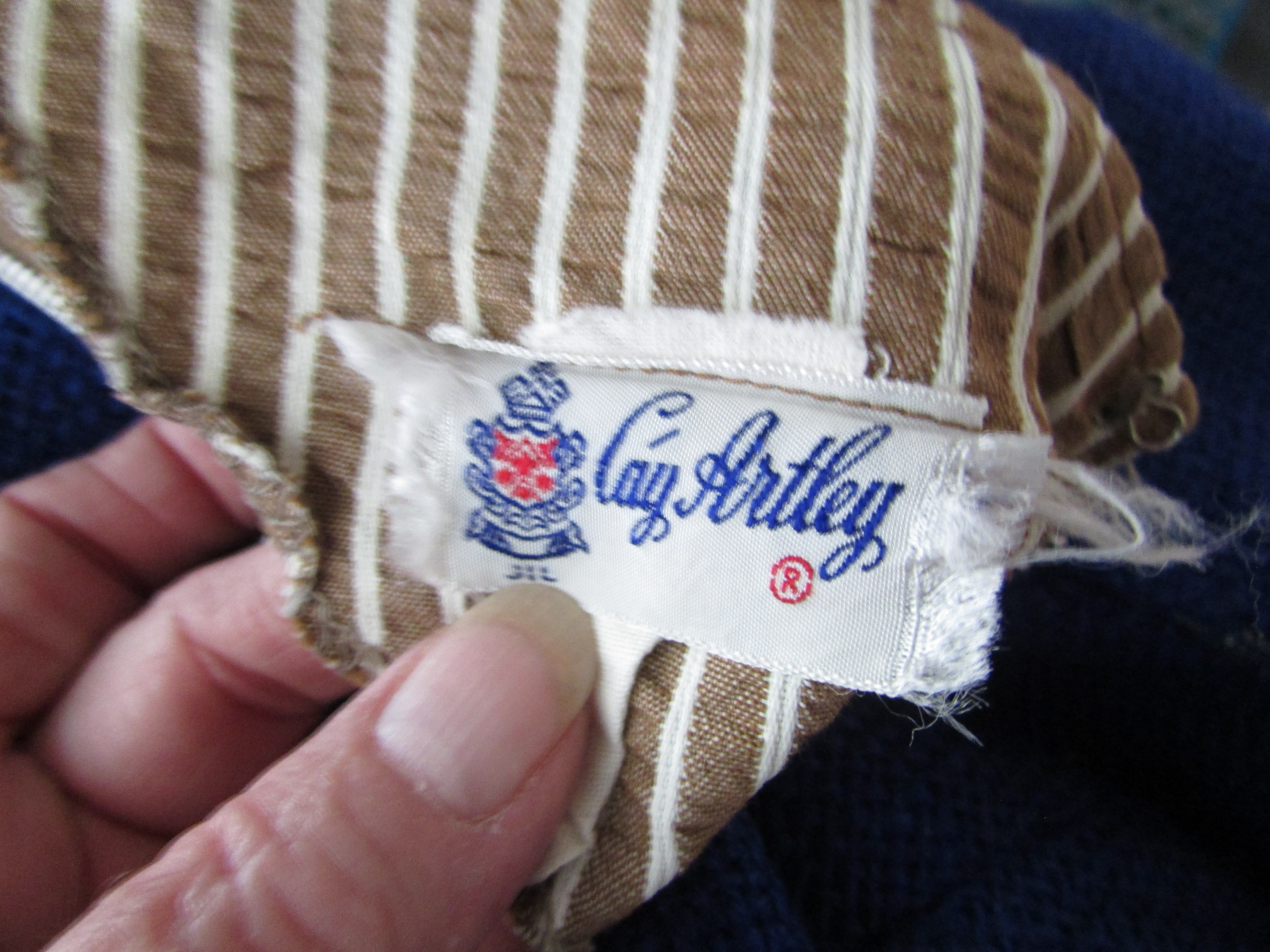 Cay Artley Brown and White Striped Suit