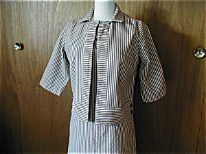 Cay Artley Brown and White Striped Suit