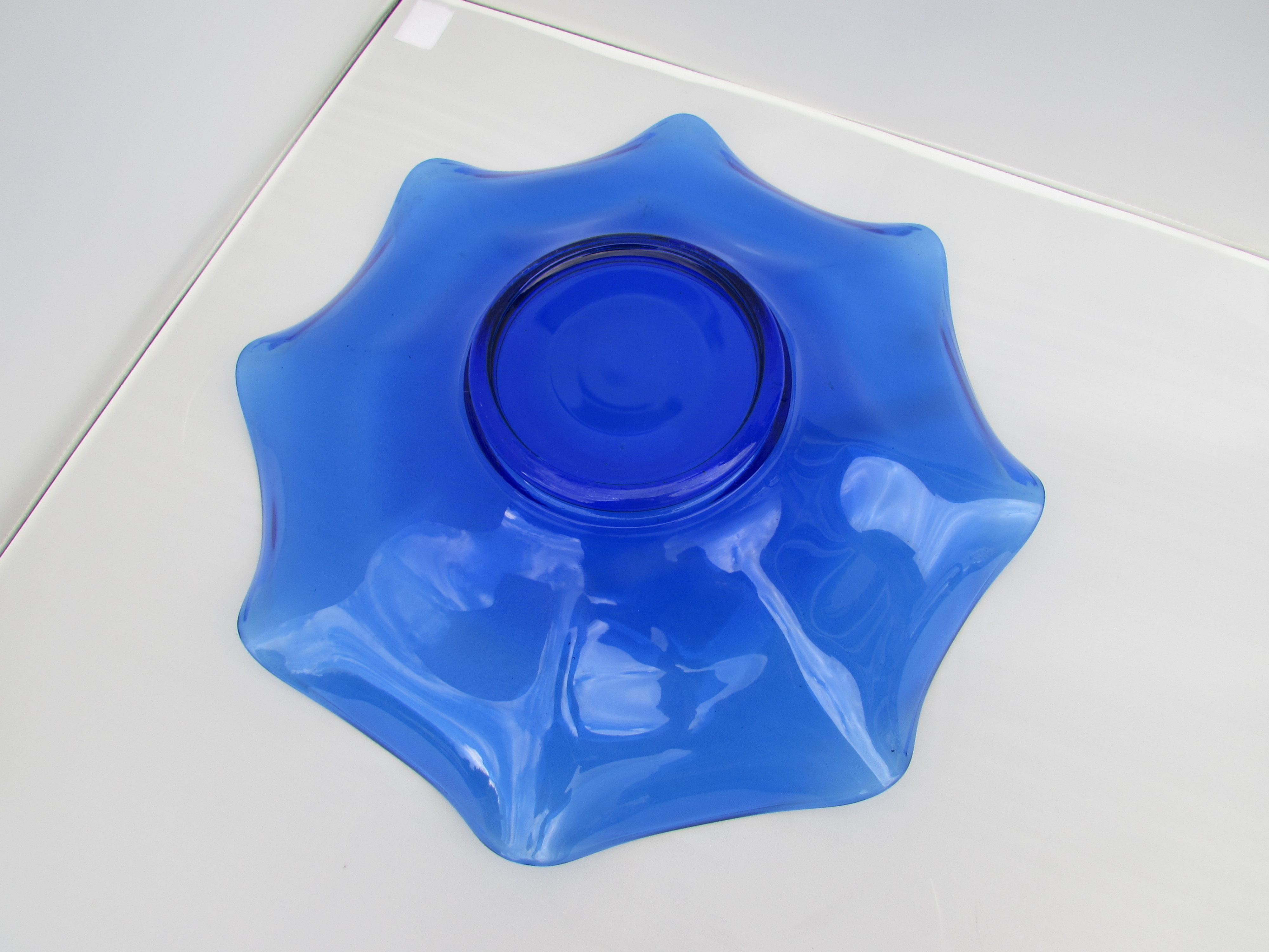 Cobalt Blue Bowl Blown Glass Flared Rim