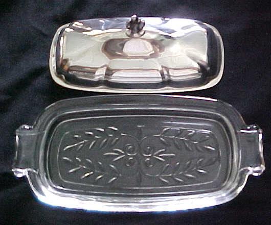 Silver Plated Covered Butter Dish Glass Base