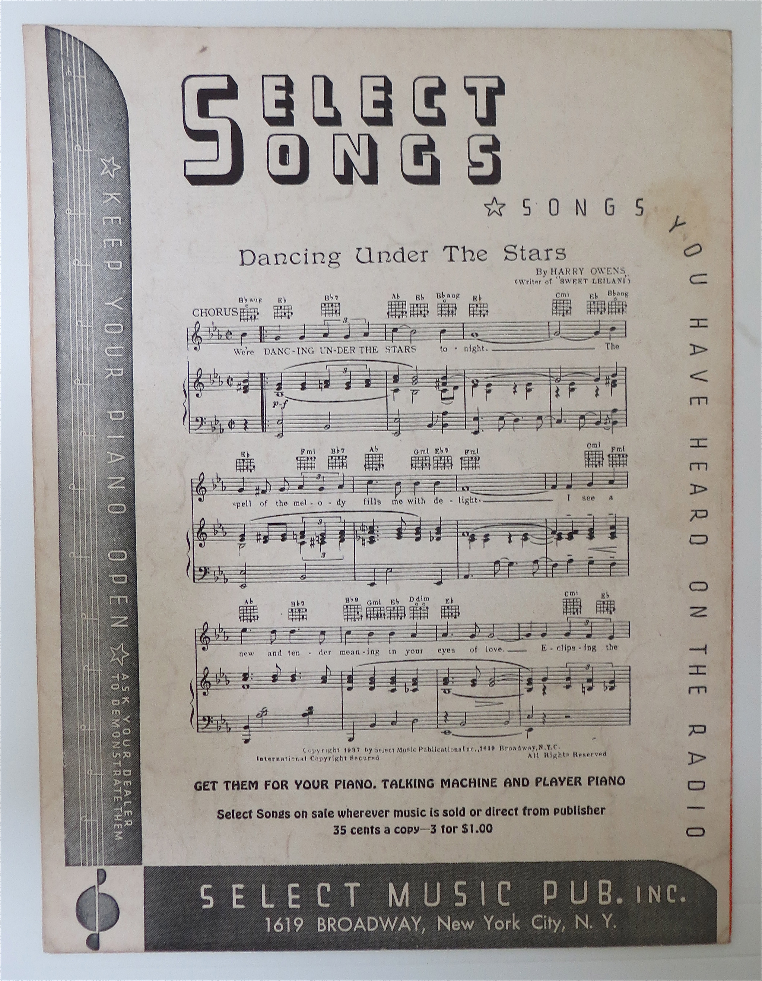 Sheet Music For 1937 The Moon Got In My Eyes